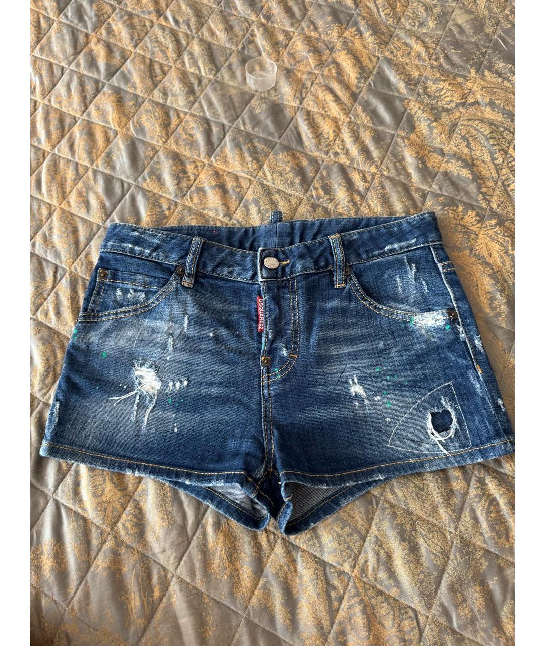 DSQUARED2 Синие хлопко-эластановые шорты, фото 8