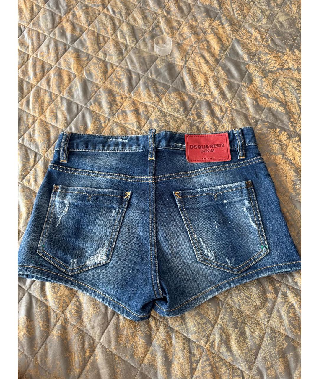 DSQUARED2 Синие хлопко-эластановые шорты, фото 2