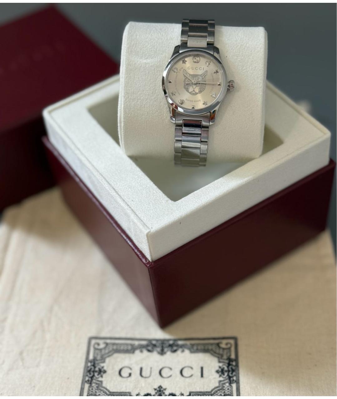 GUCCI Серебряные стальные часы, фото 5