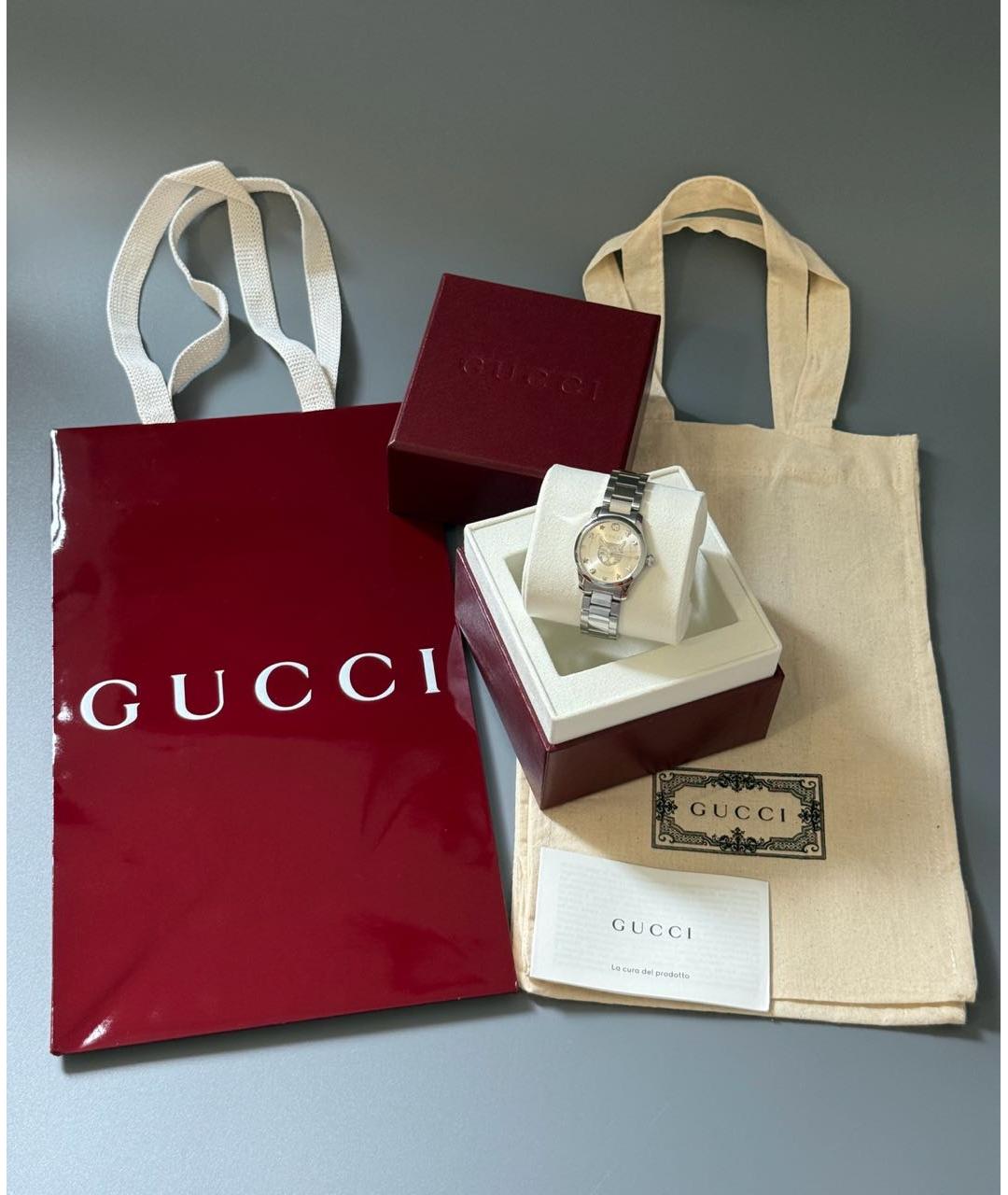 GUCCI Серебряные стальные часы, фото 4