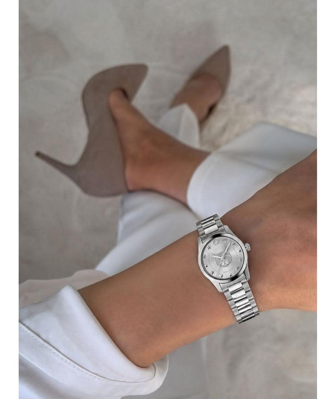 GUCCI Серебряные стальные часы, фото 3