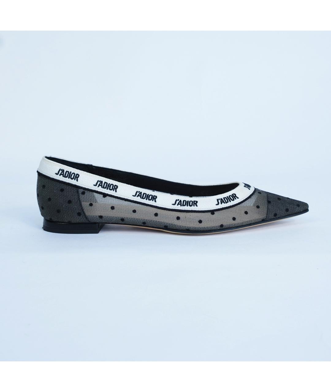 CHRISTIAN DIOR Черные текстильные балетки, фото 2