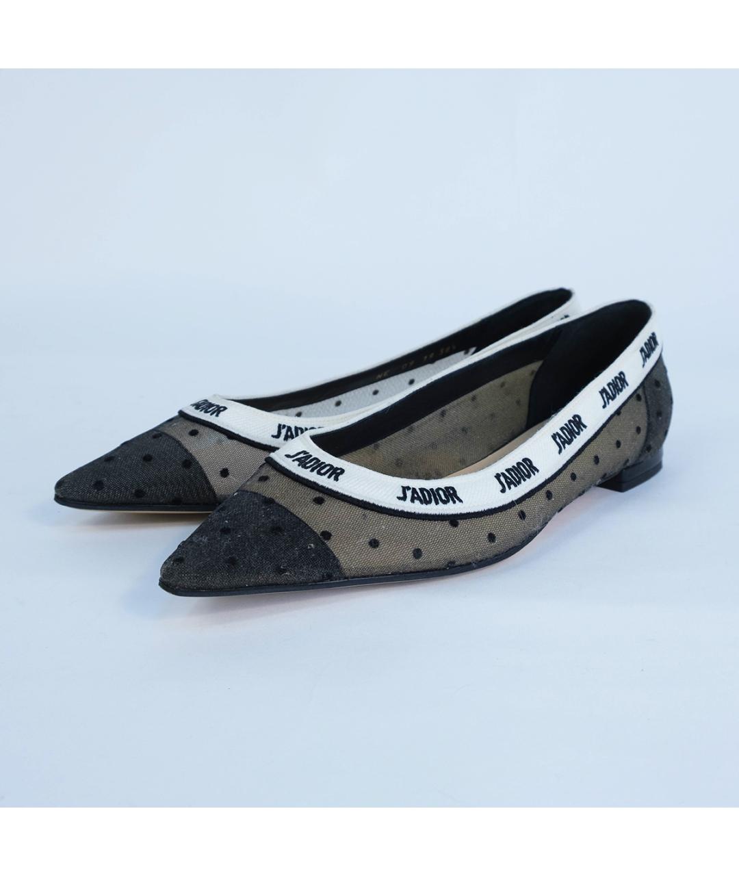 CHRISTIAN DIOR Черные текстильные балетки, фото 3