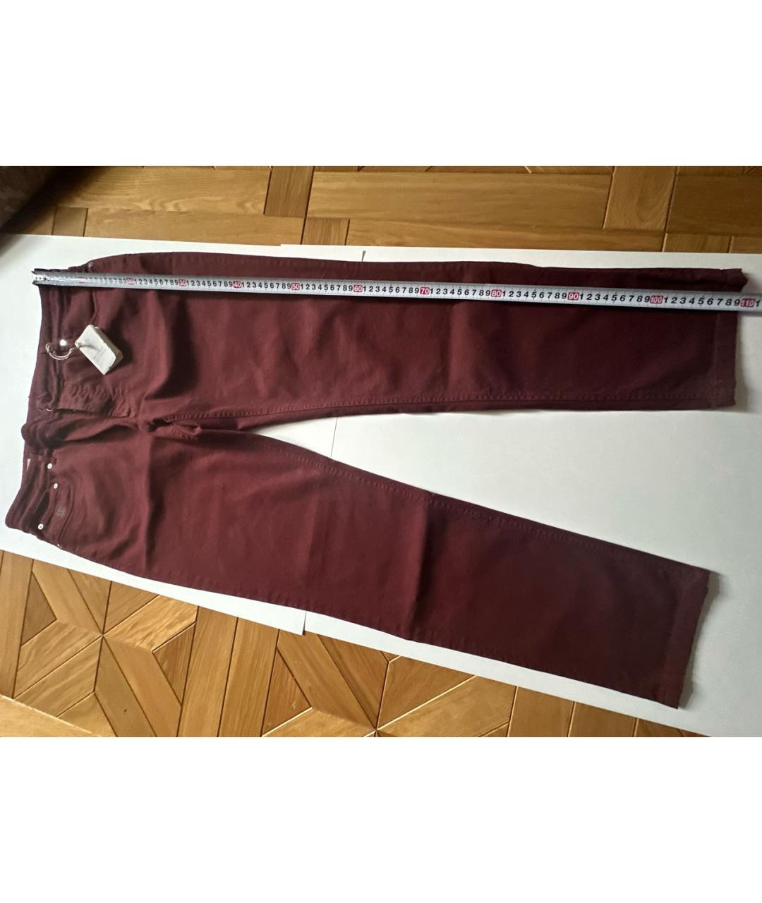 BRUNELLO CUCINELLI Бордовые хлопковые джинсы скинни, фото 5