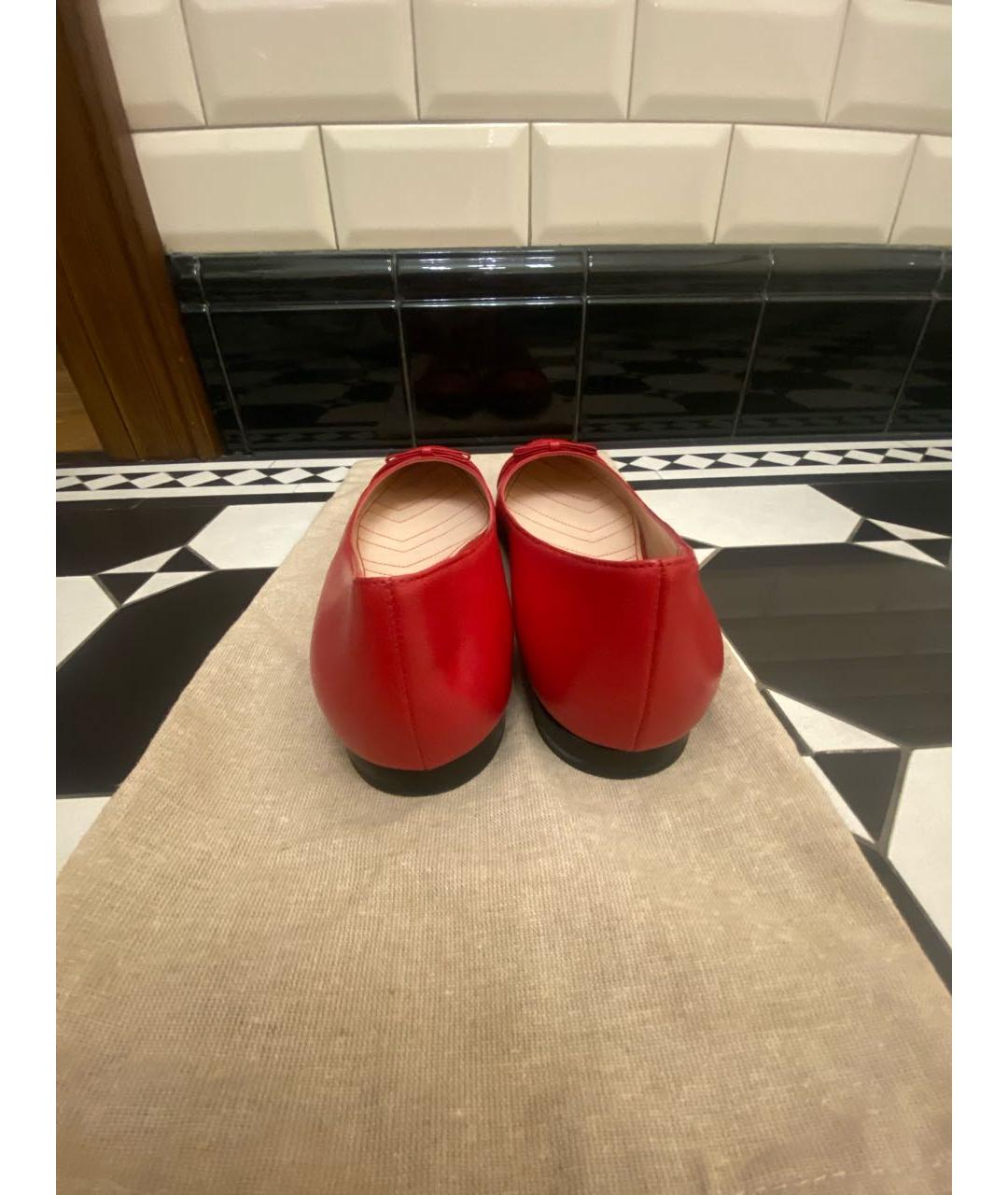 GUCCI Красные кожаные балетки, фото 3