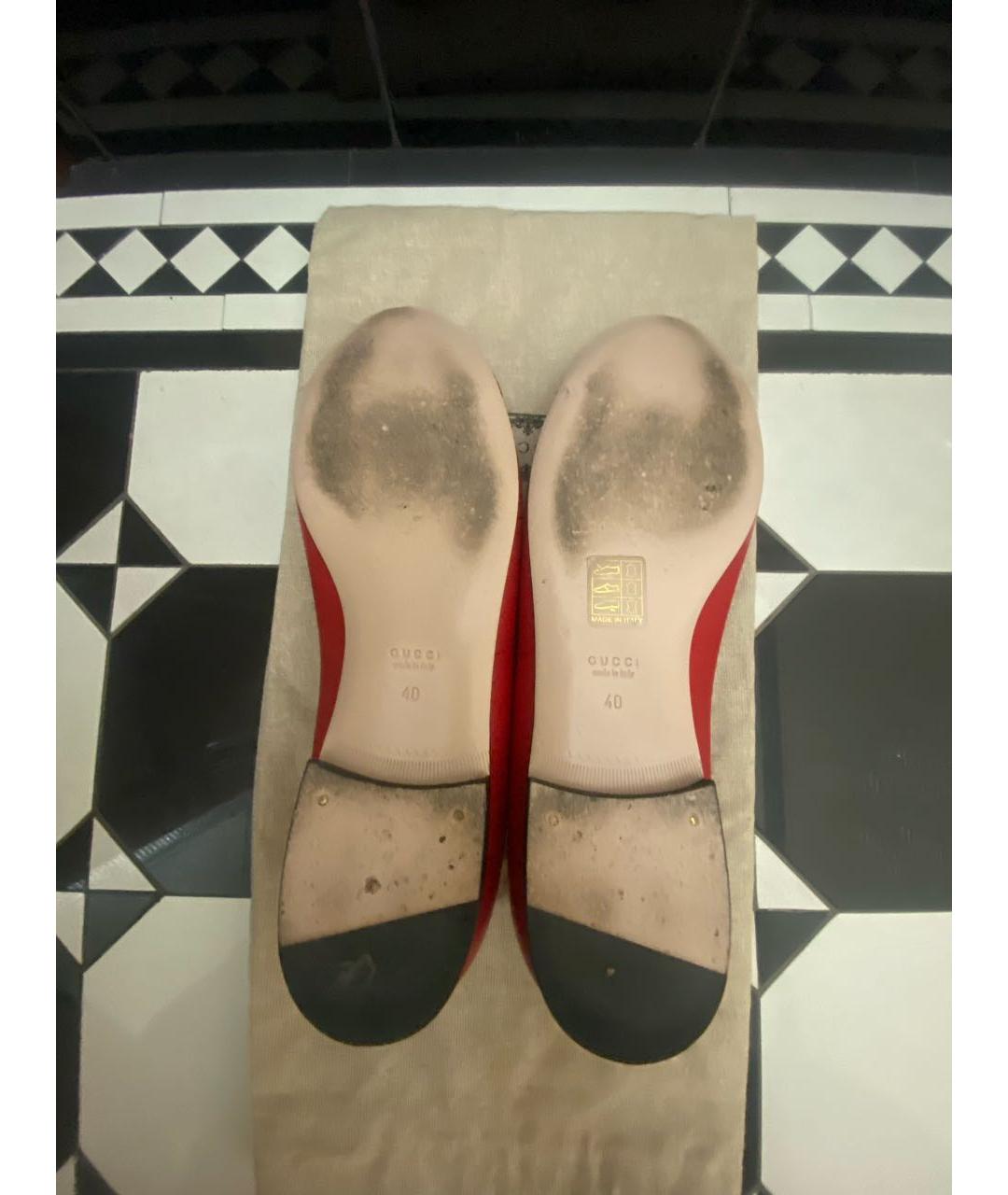 GUCCI Красные кожаные балетки, фото 5