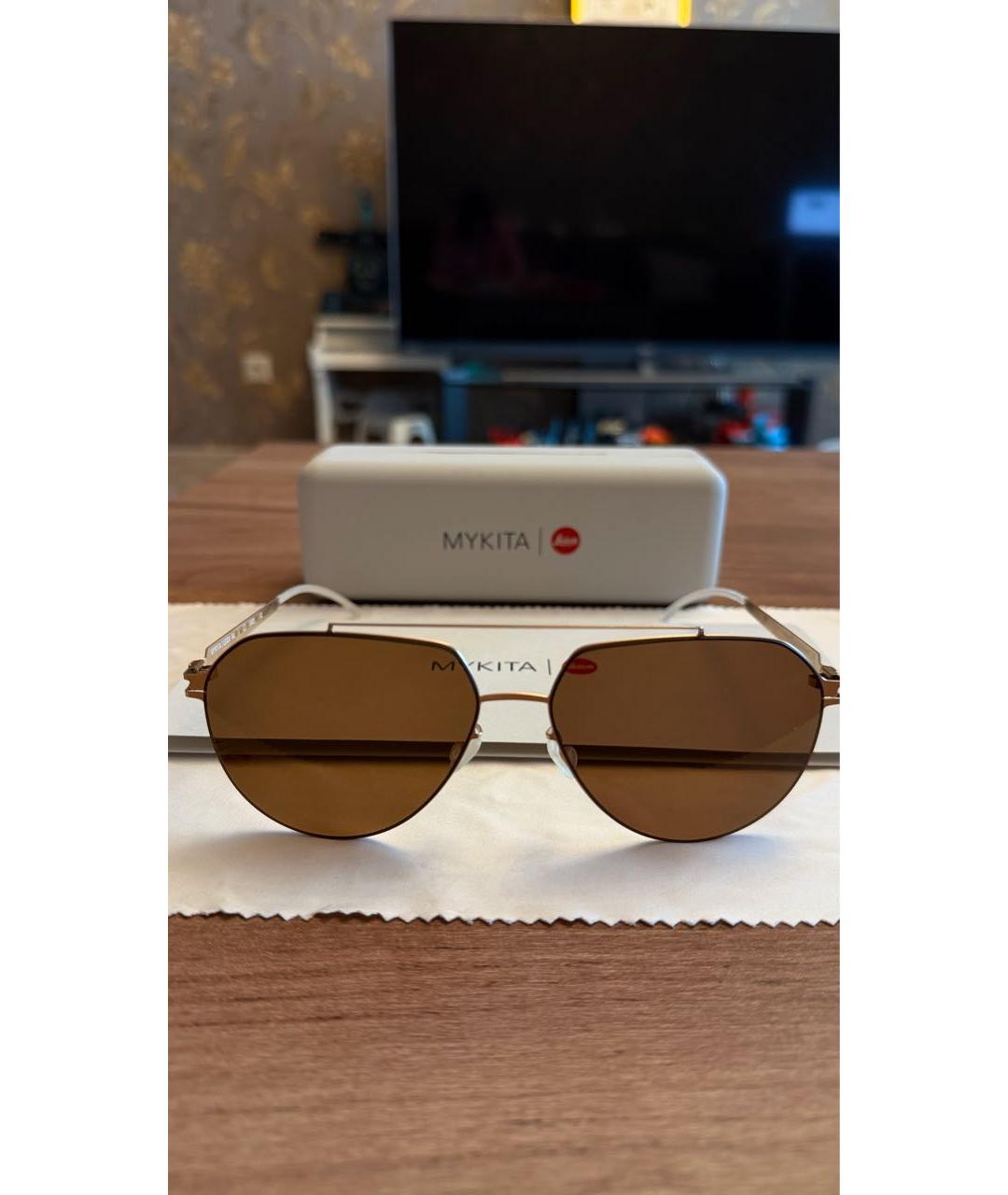 MYKITA Коричневые металлические солнцезащитные очки, фото 2
