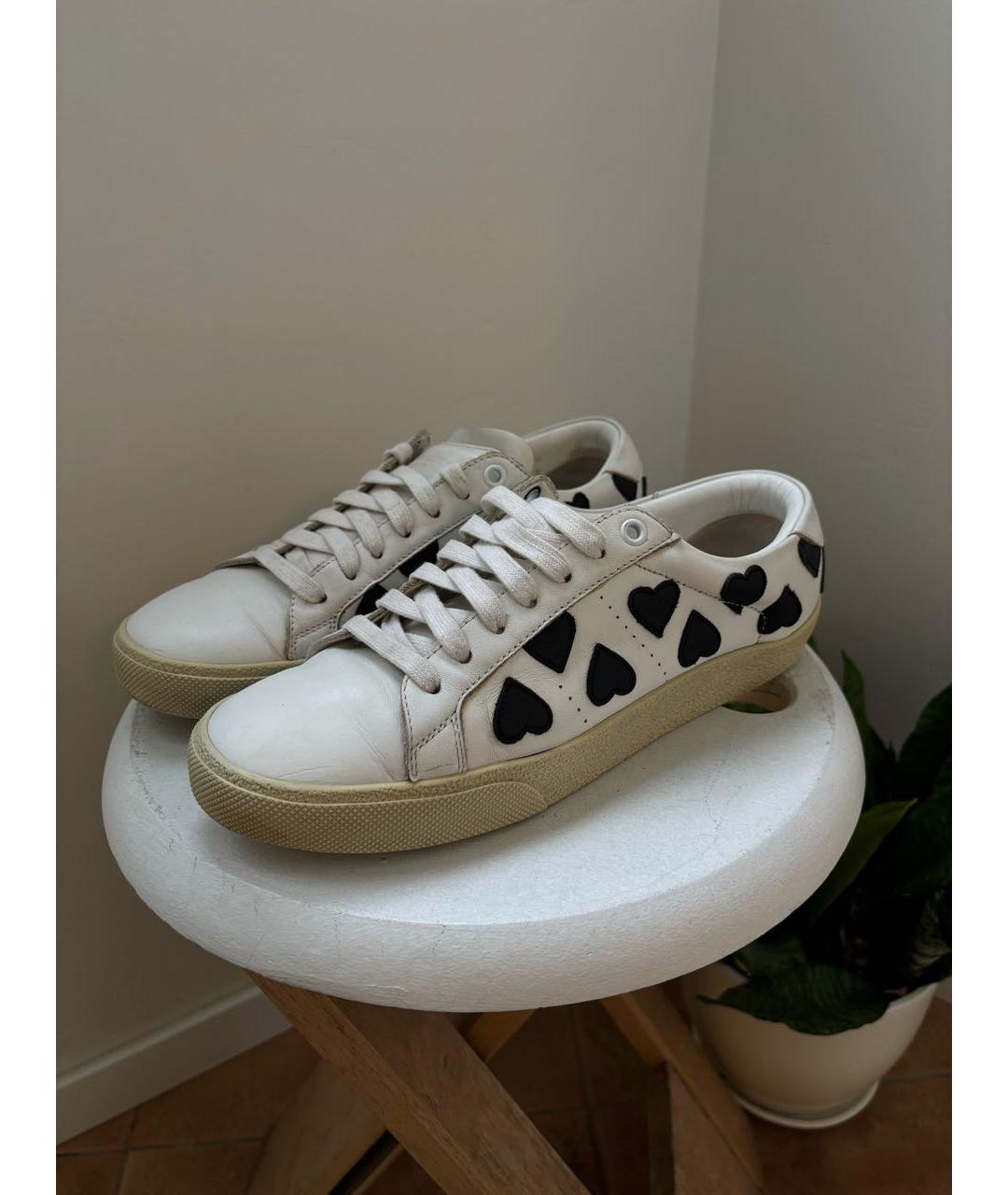 SAINT LAURENT Белые кожаные кеды, фото 2