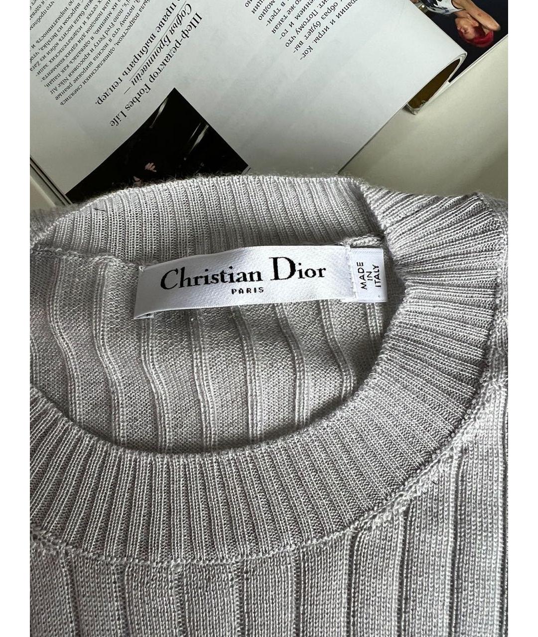 CHRISTIAN DIOR Серый кашемировый джемпер / свитер, фото 5