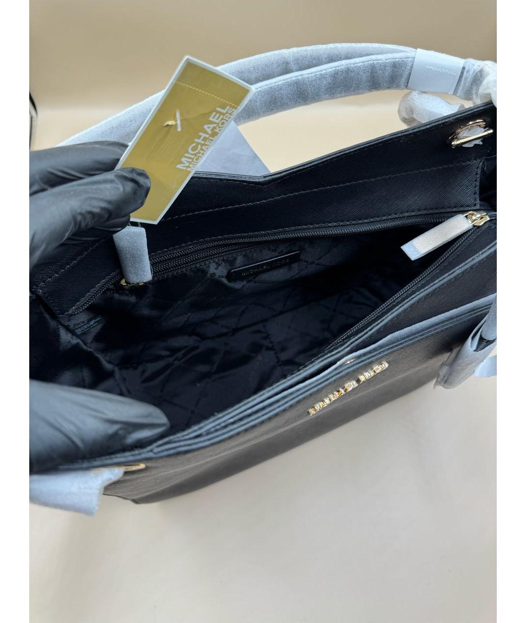MICHAEL KORS Черная кожаная сумка тоут, фото 5