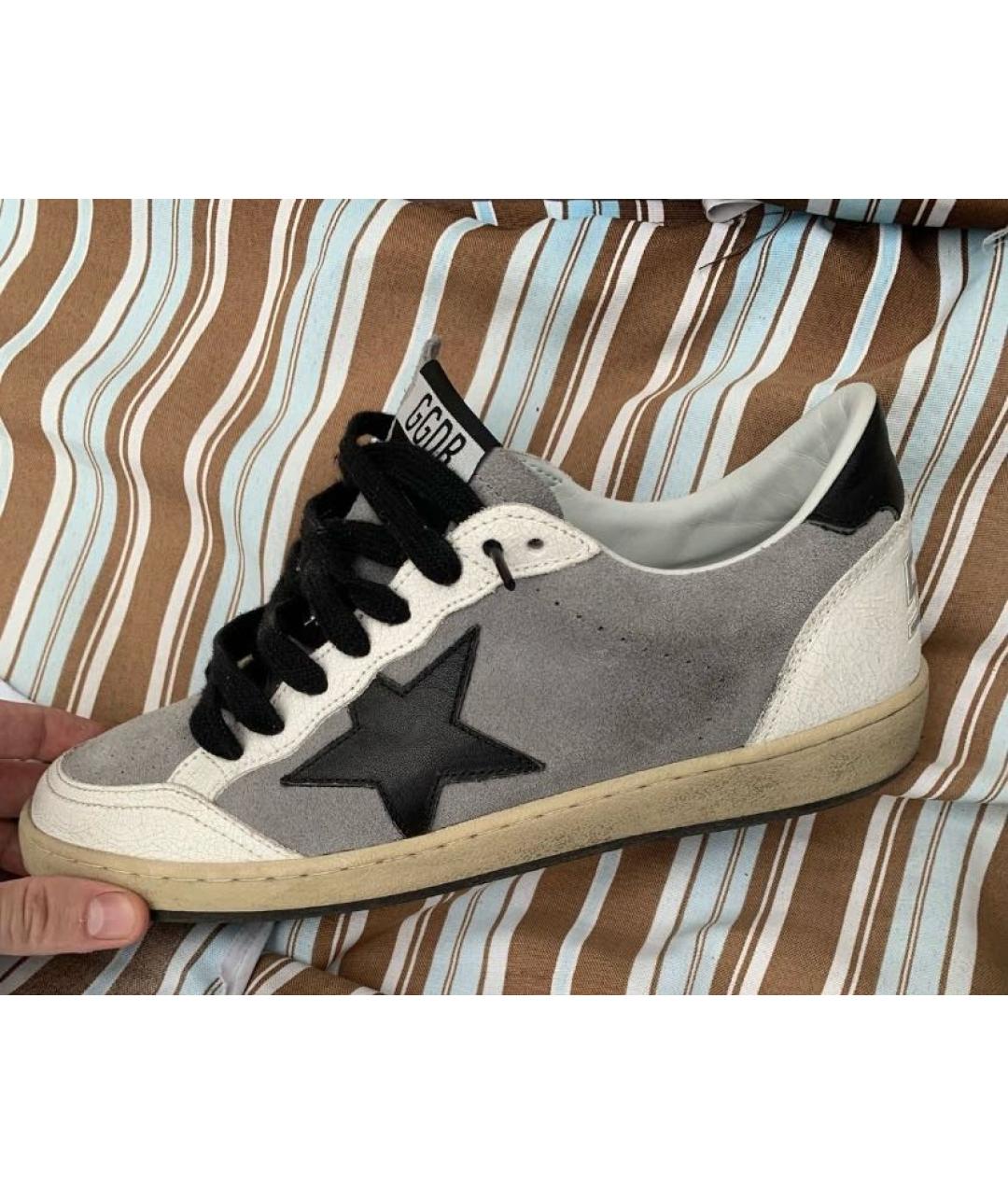GOLDEN GOOSE Серые кожаные низкие кроссовки / кеды, фото 4