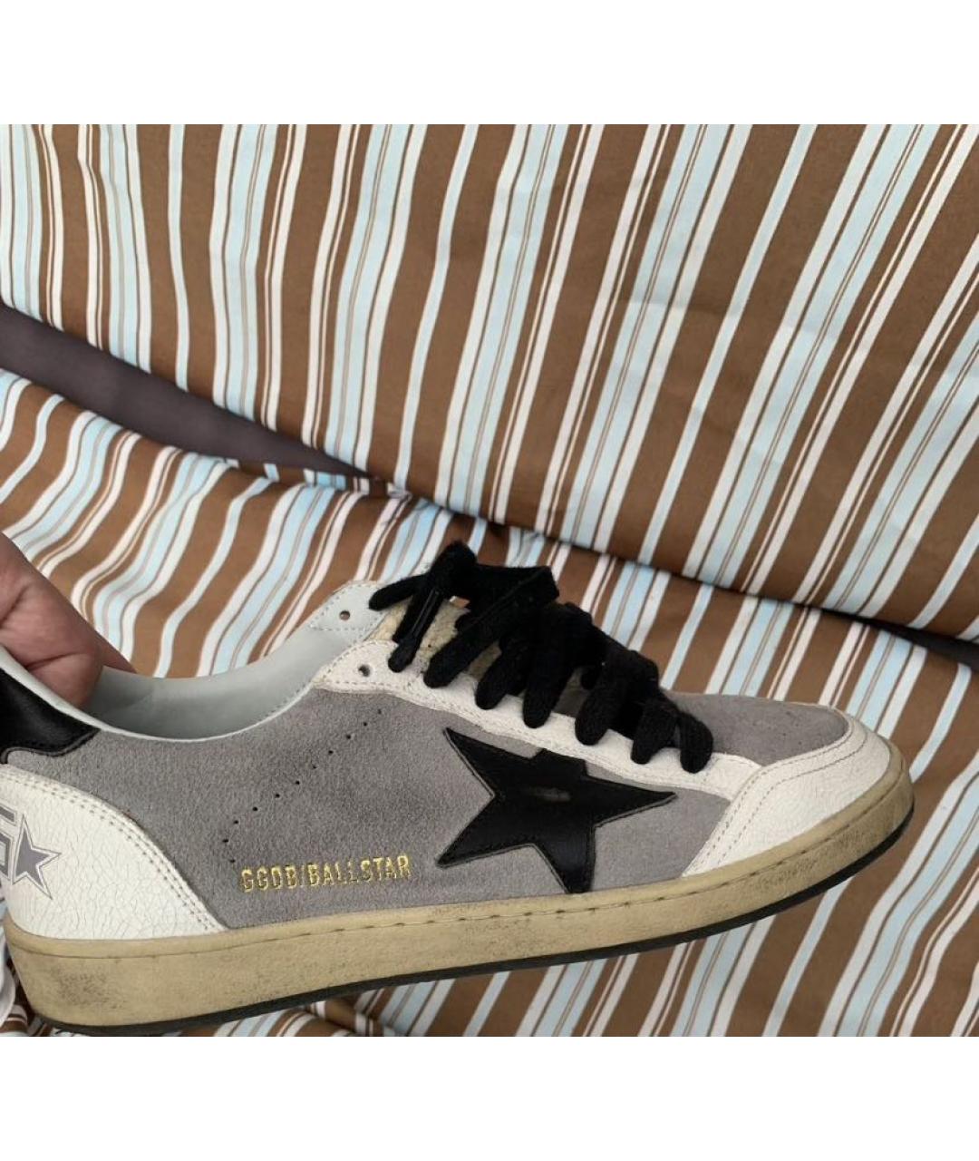 GOLDEN GOOSE Серые кожаные низкие кроссовки / кеды, фото 5