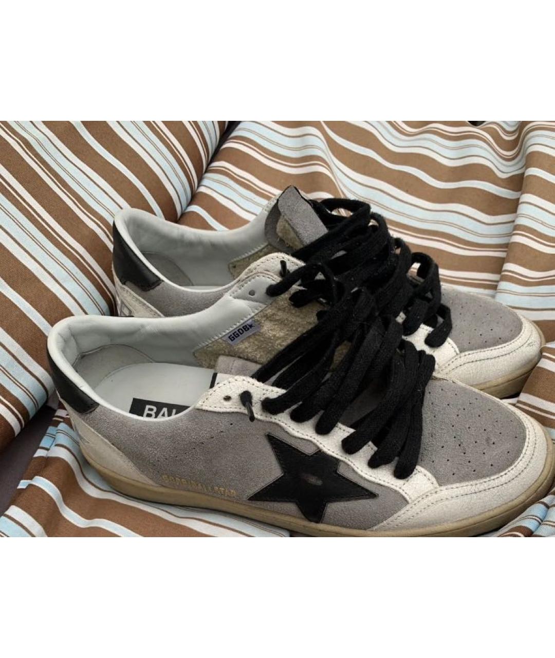 GOLDEN GOOSE Серые кожаные низкие кроссовки / кеды, фото 2