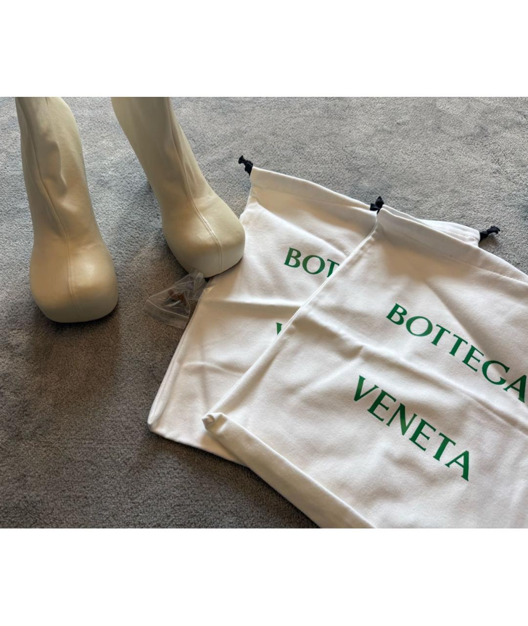 BOTTEGA VENETA Бежевые кожаные ботильоны, фото 7