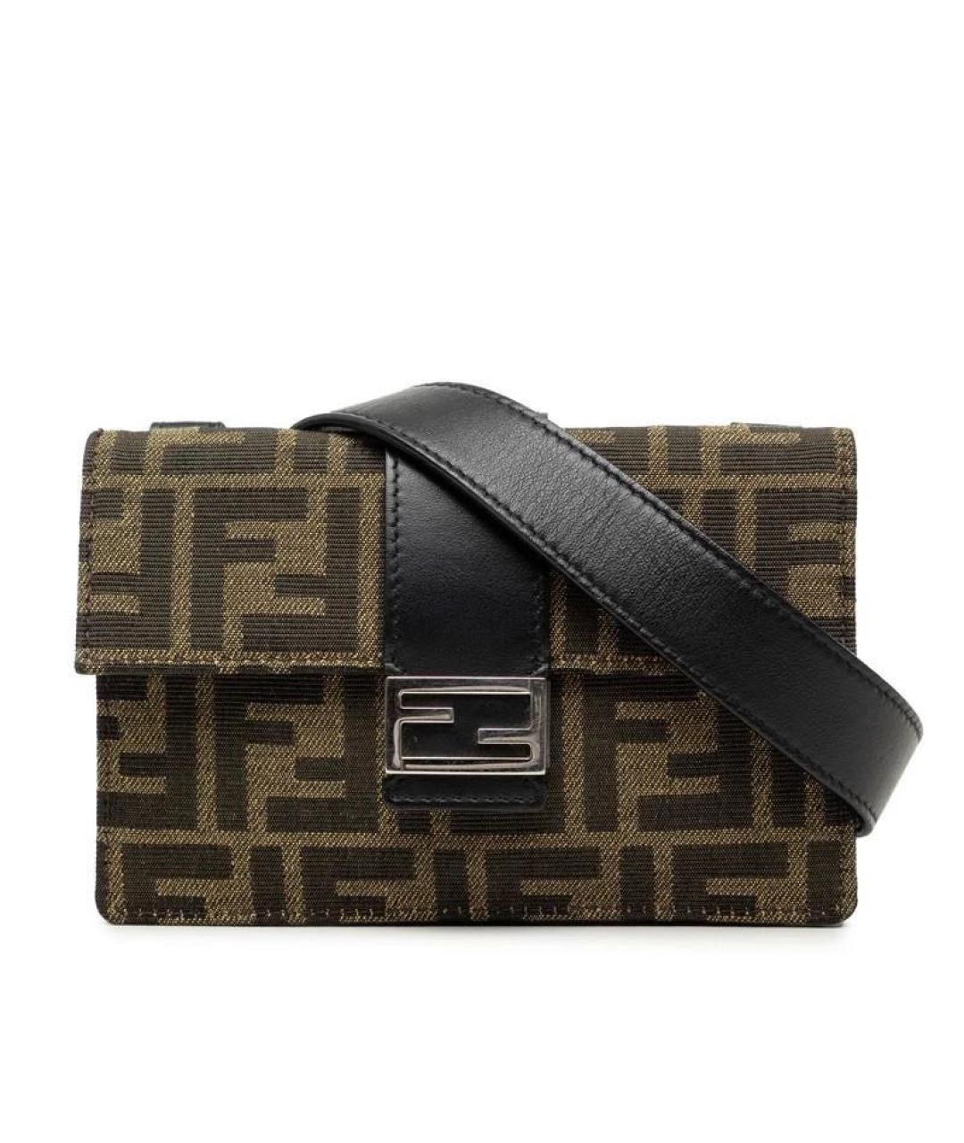 FENDI Коричневая канва барсетка, фото 1