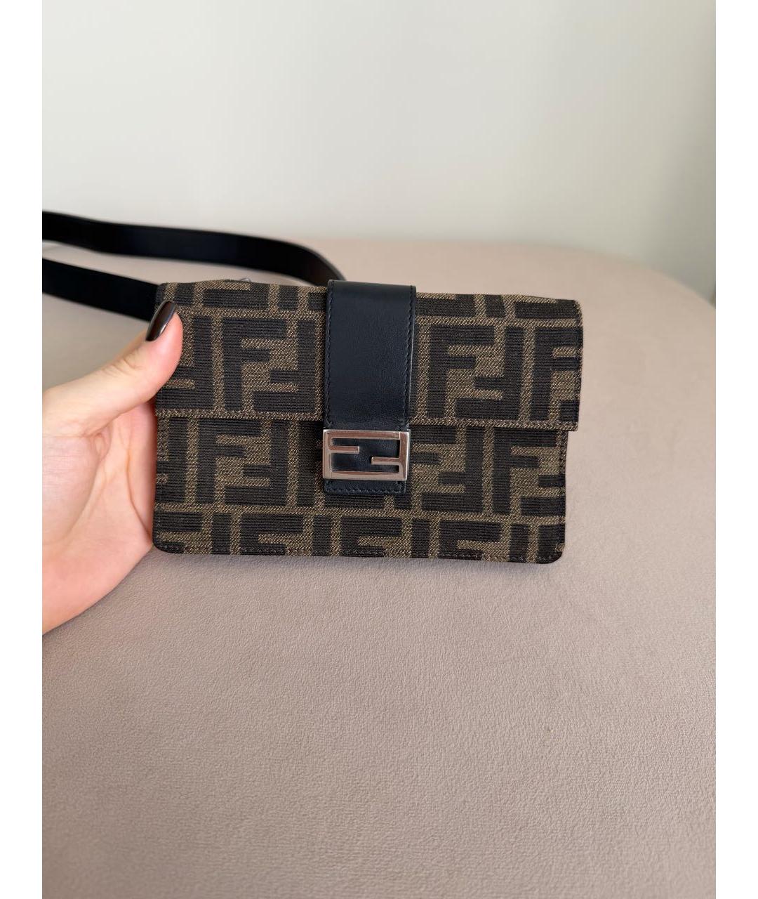 FENDI Коричневая канва барсетка, фото 3