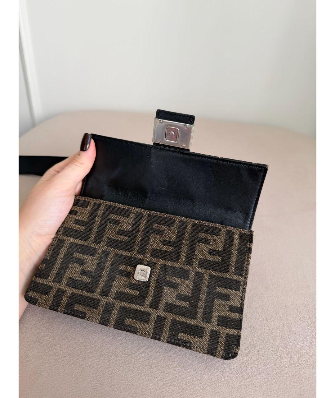 FENDI Коричневая канва барсетка, фото 6