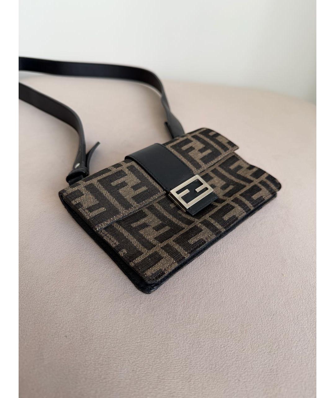 FENDI Коричневая канва барсетка, фото 5