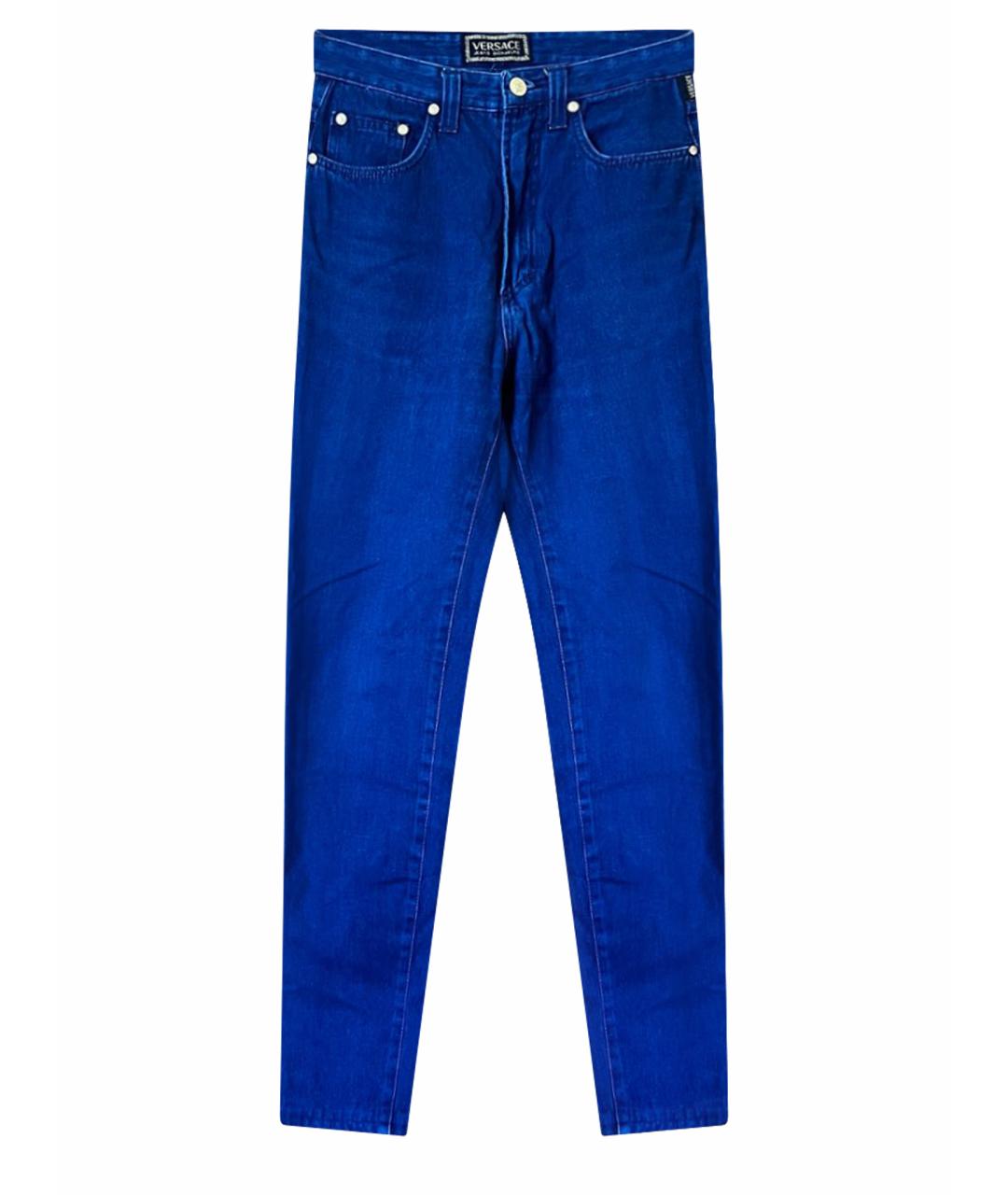 VERSACE JEANS COUTURE Темно-синие хлопковые джинсы слим, фото 1