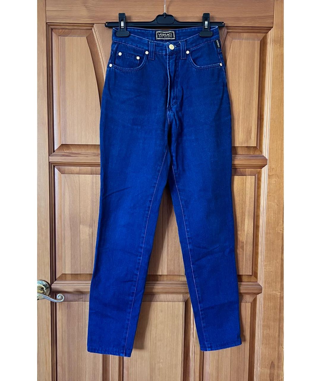 VERSACE JEANS COUTURE Темно-синие хлопковые джинсы слим, фото 4