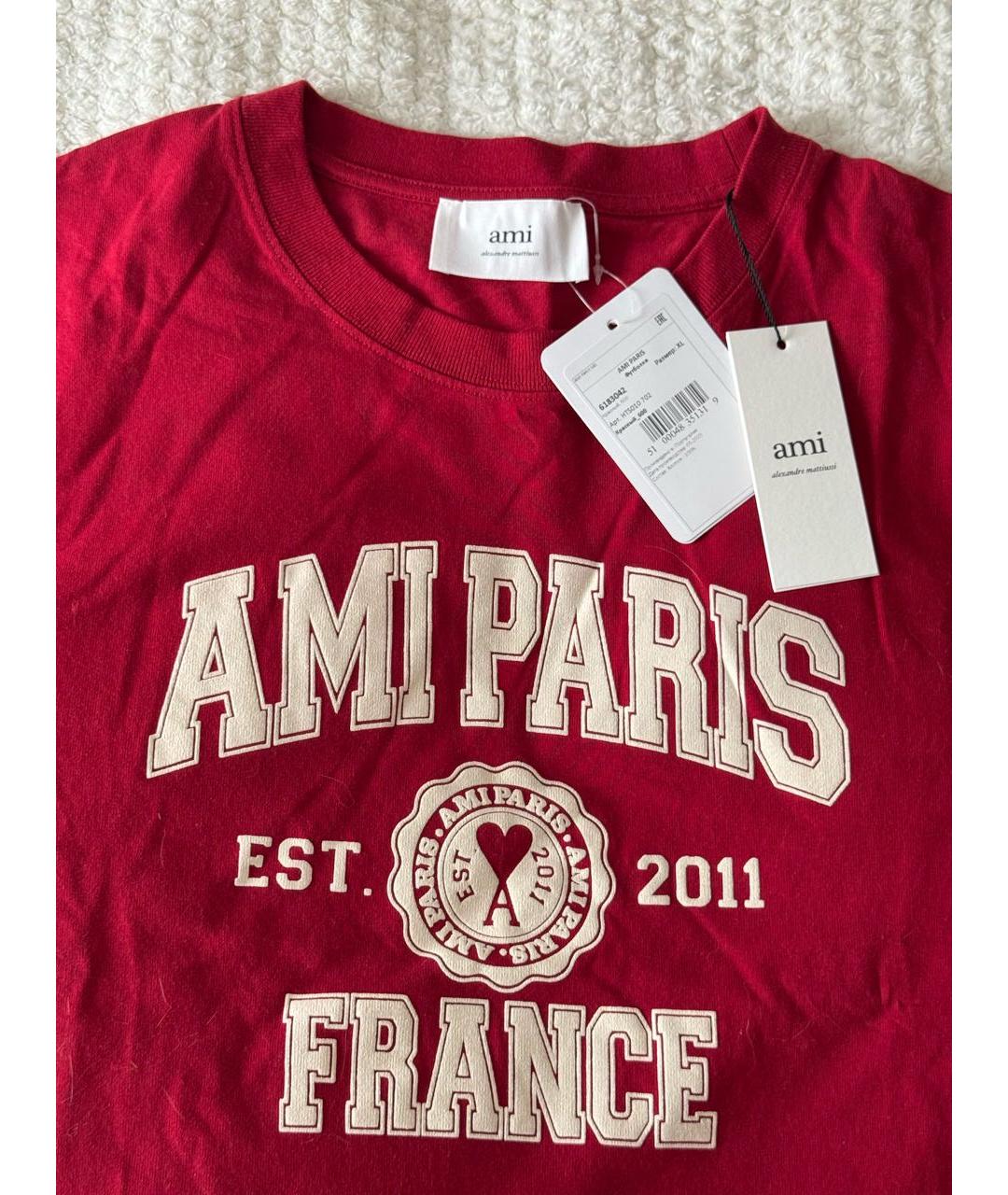 Ami Paris Красная хлопковая футболка, фото 3