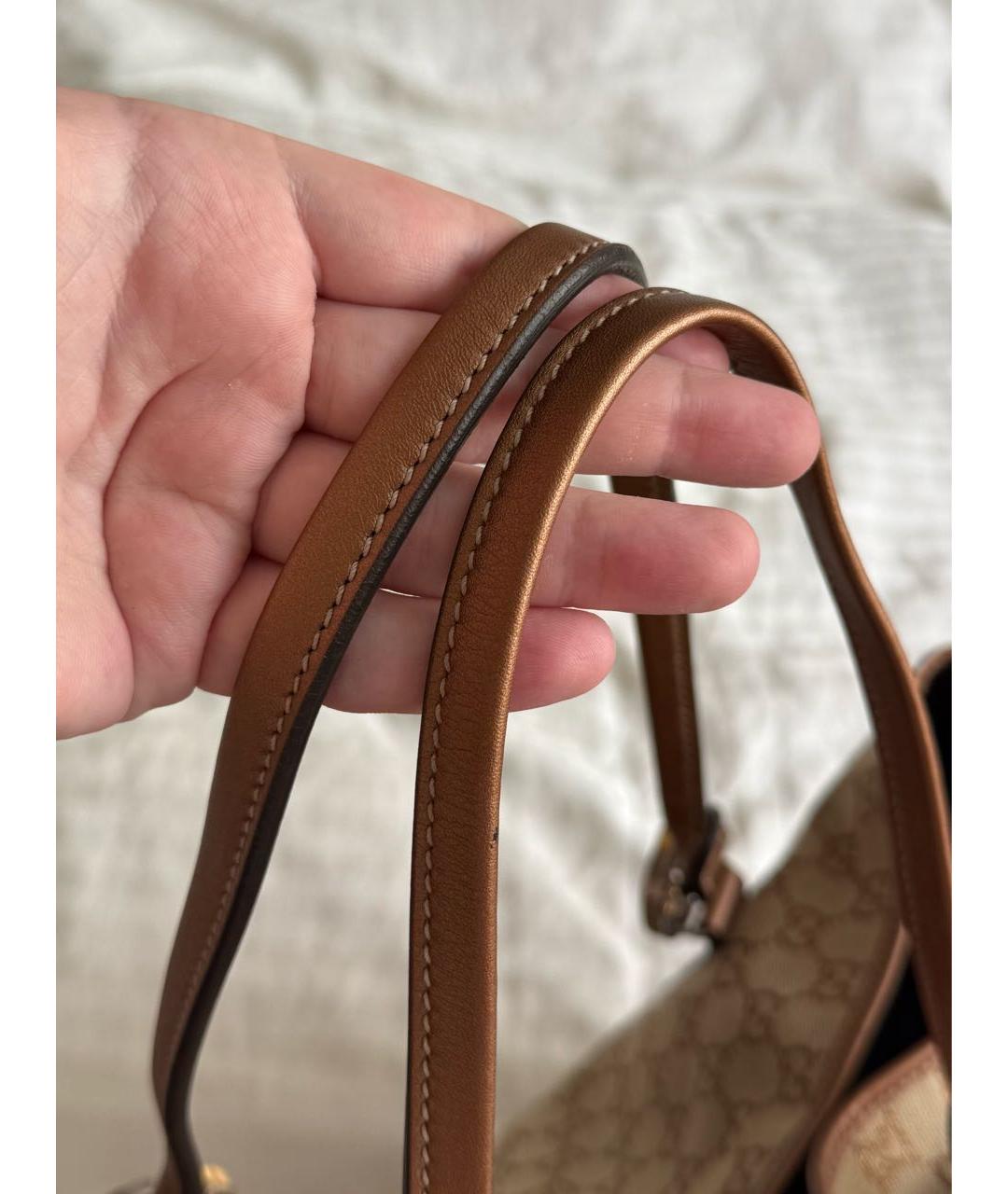 GUCCI Коричневая канва сумка тоут, фото 3