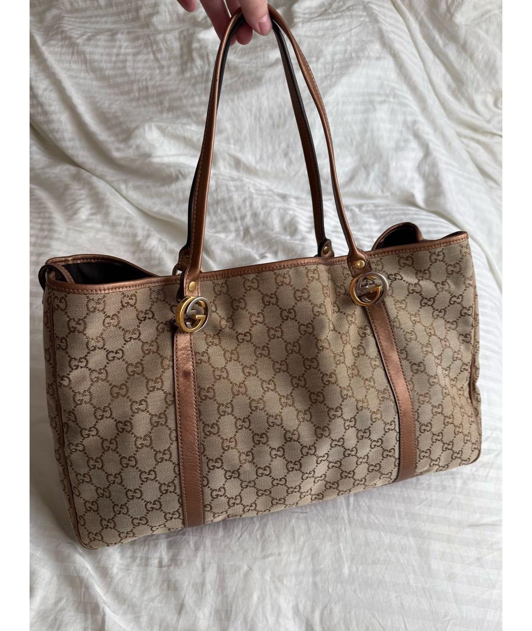 GUCCI Коричневая канва сумка тоут, фото 2