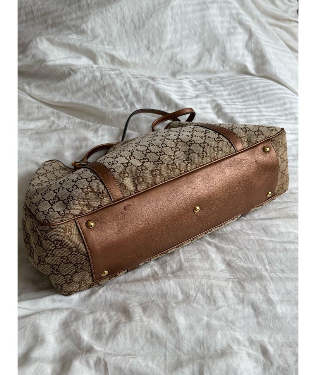 GUCCI Коричневая канва сумка тоут, фото 4