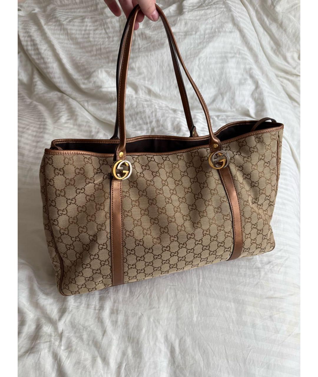 GUCCI Коричневая канва сумка тоут, фото 9
