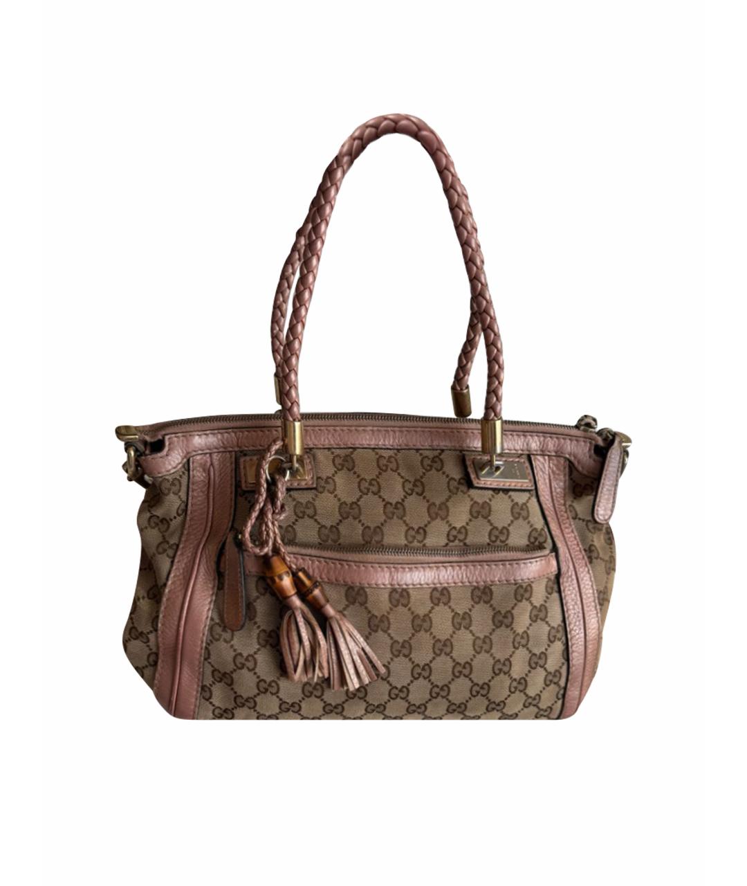 GUCCI Коричневая кожаная сумка с короткими ручками, фото 1
