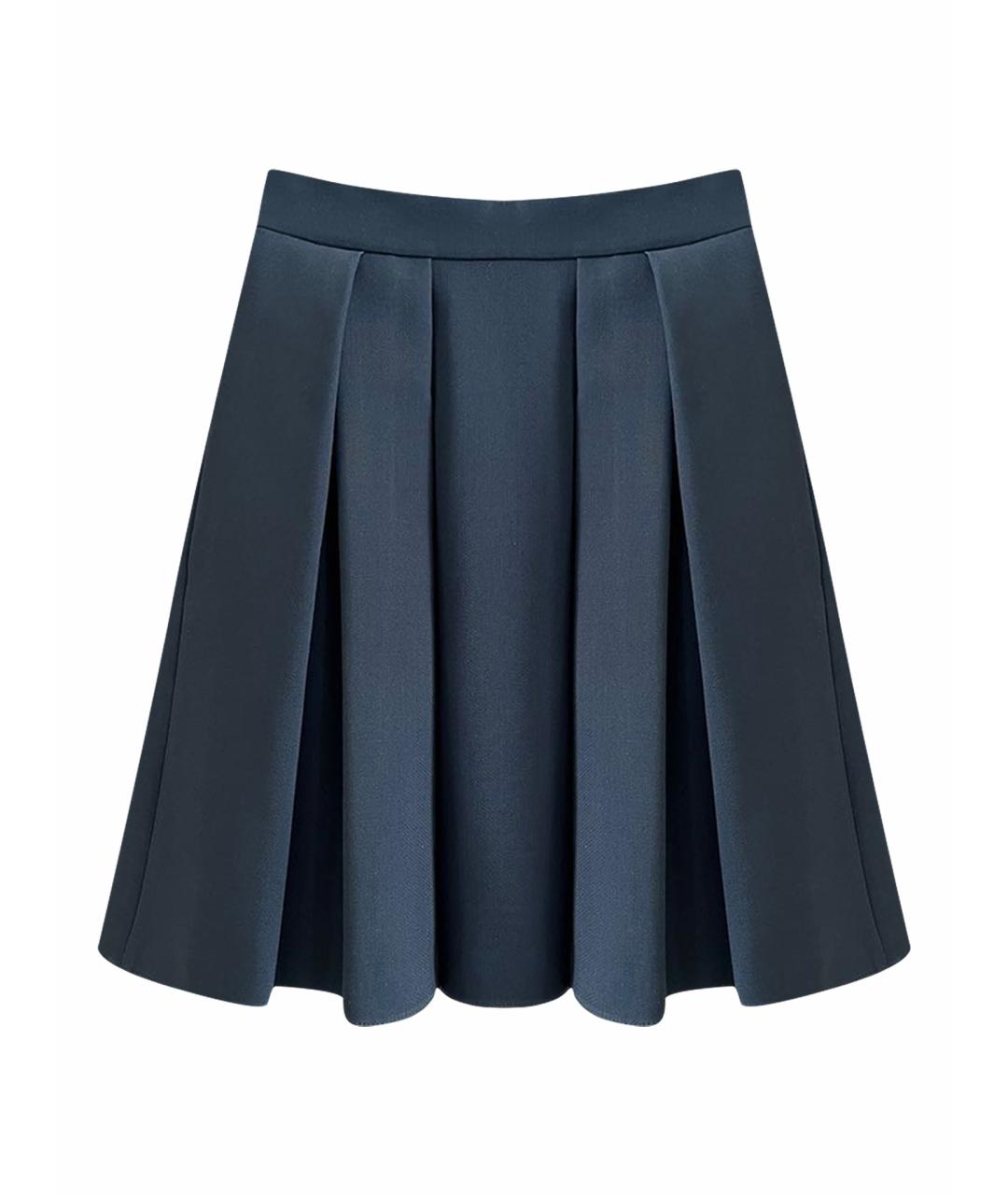CHRISTIAN DIOR Темно-синяя шерстяная юбка мини, фото 1