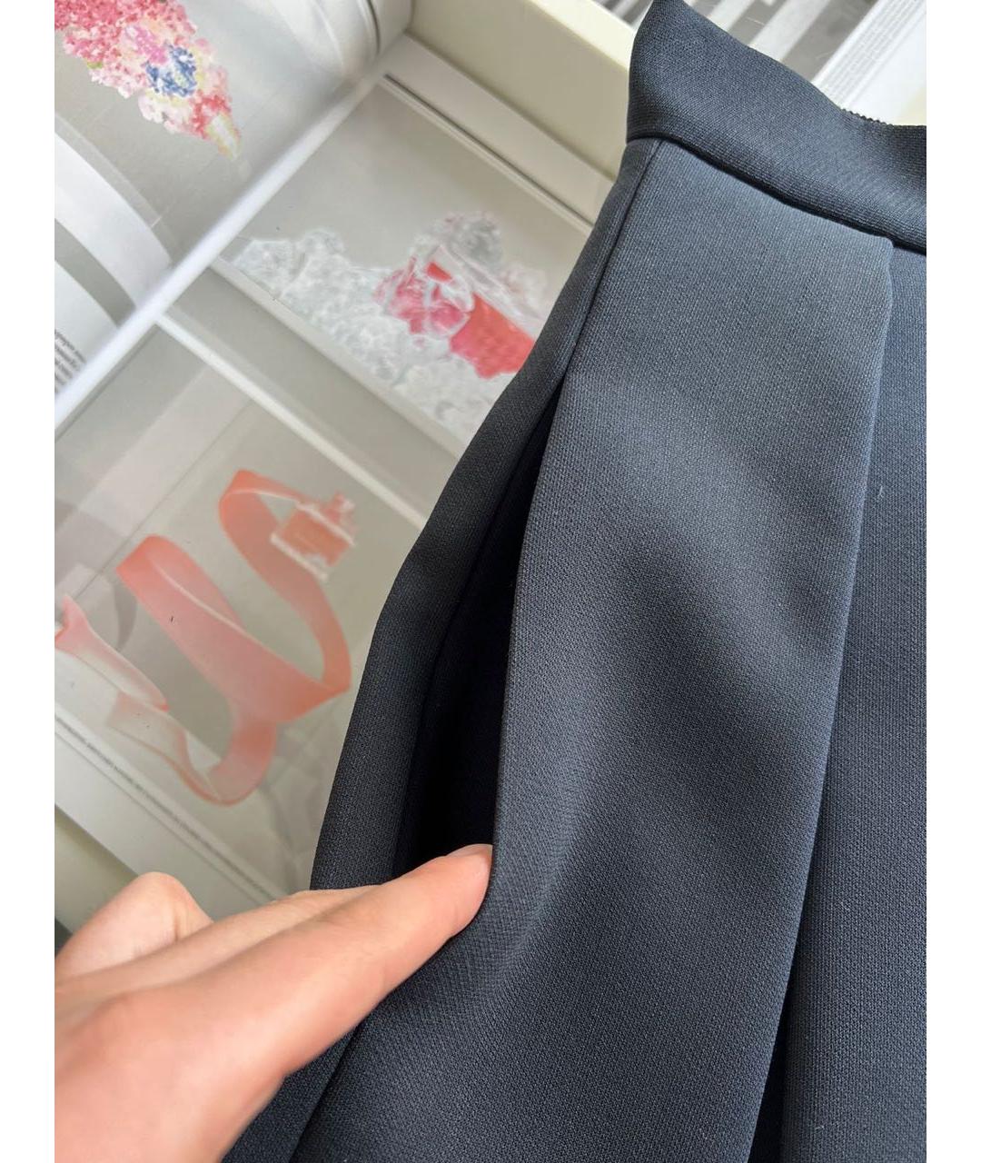 CHRISTIAN DIOR Темно-синяя шерстяная юбка мини, фото 4