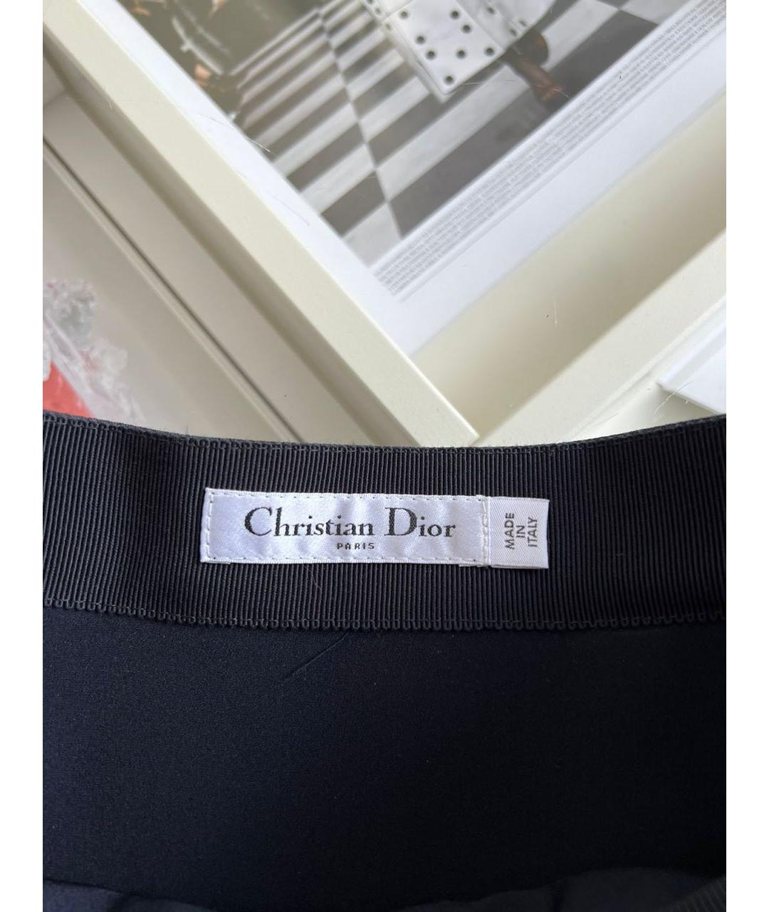 CHRISTIAN DIOR Темно-синяя шерстяная юбка мини, фото 7