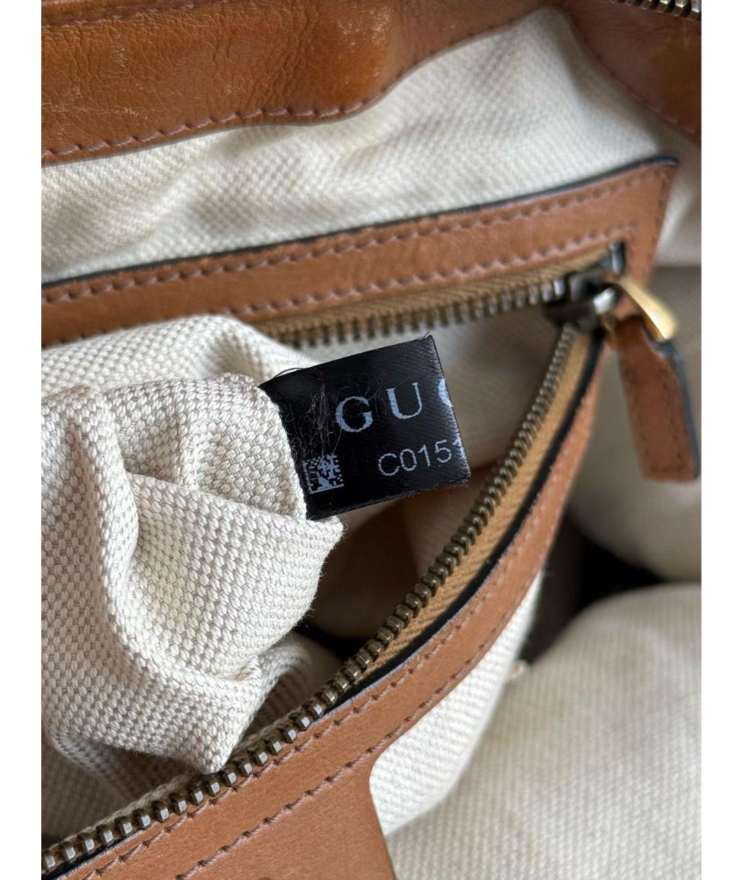 GUCCI Коричневая тканевая сумка с короткими ручками, фото 8
