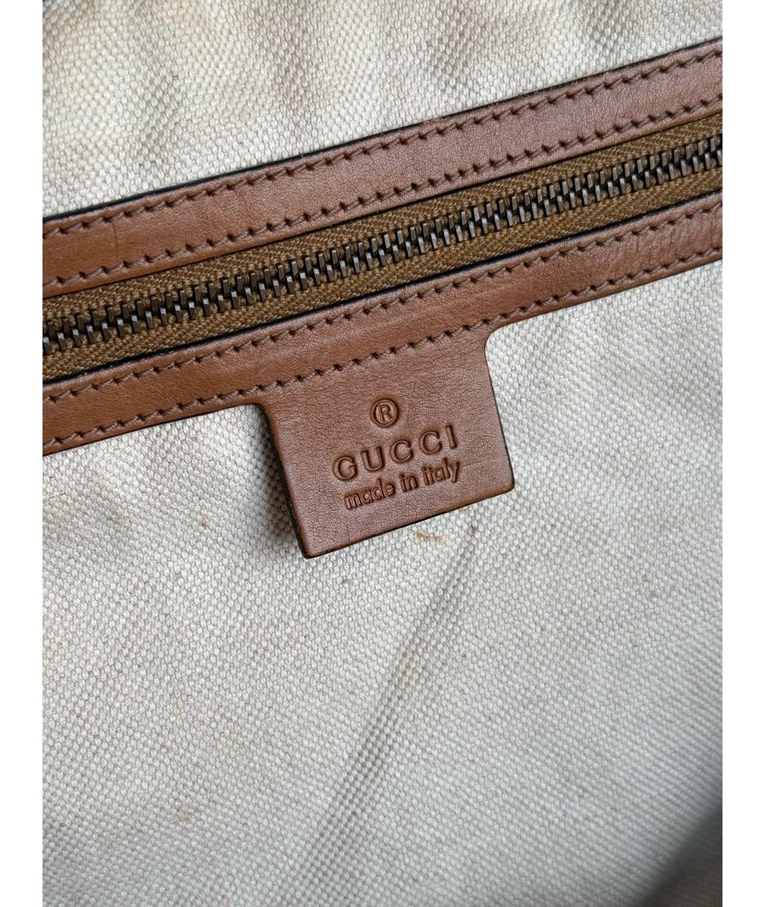 GUCCI Коричневая тканевая сумка с короткими ручками, фото 6