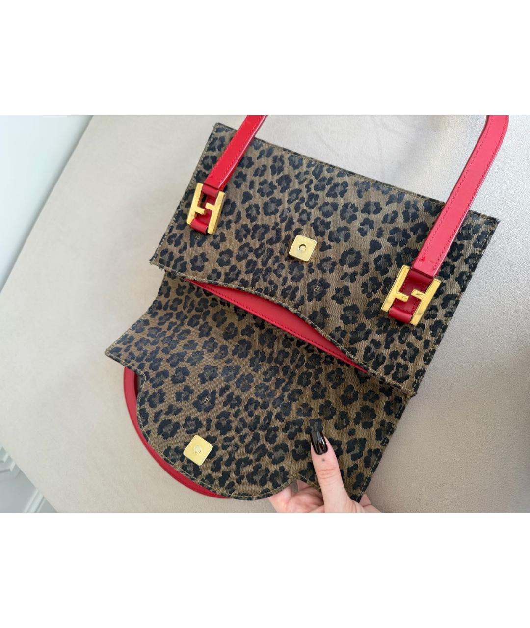 FENDI Коричневая жаккардовая сумка с короткими ручками, фото 8