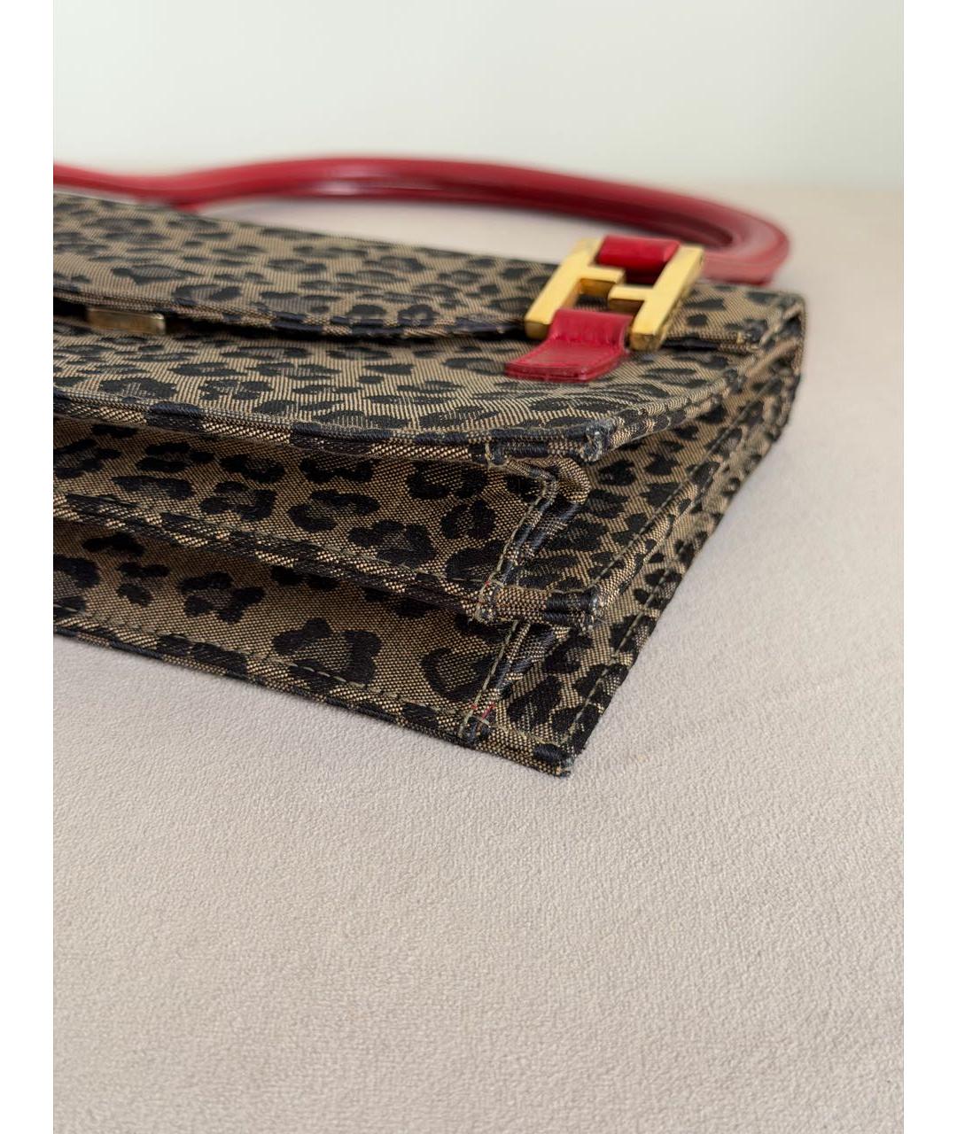 FENDI Коричневая жаккардовая сумка с короткими ручками, фото 4