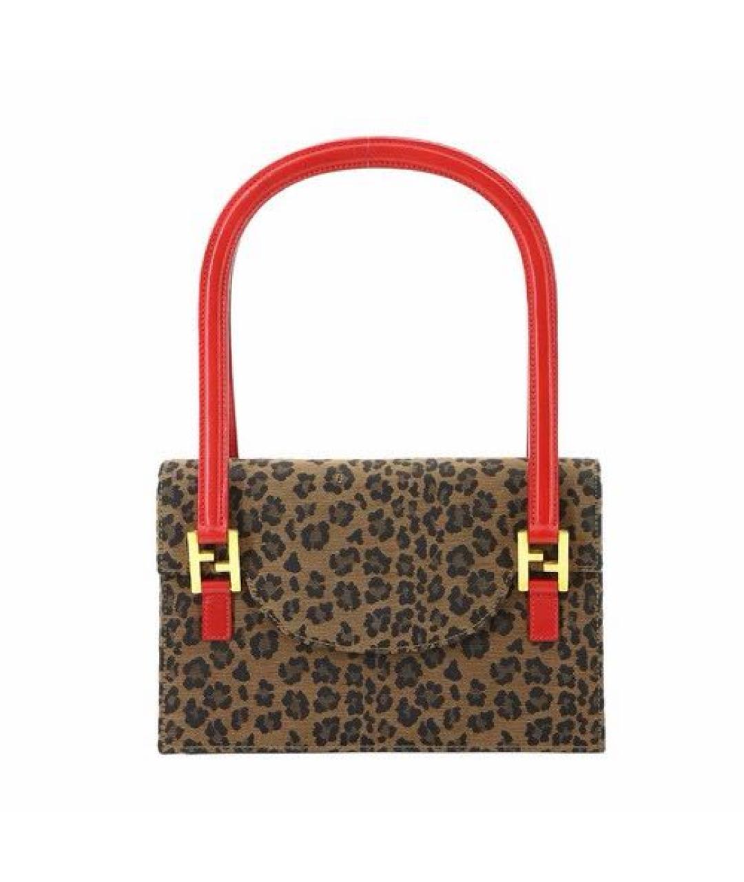 FENDI Коричневая жаккардовая сумка с короткими ручками, фото 9