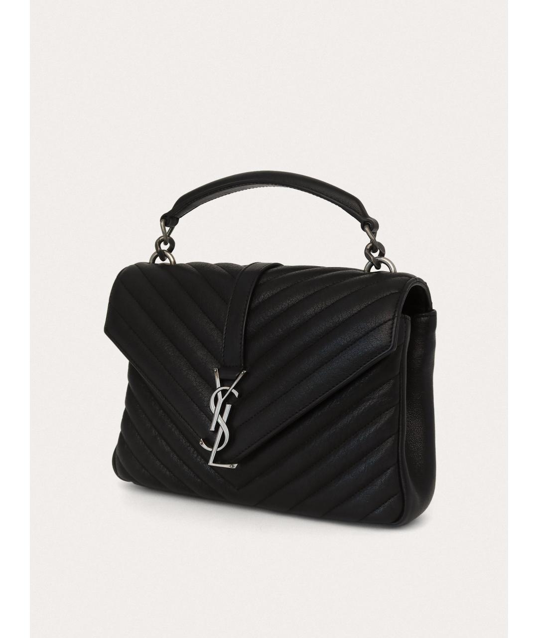 SAINT LAURENT Черная кожаная сумка через плечо, фото 2