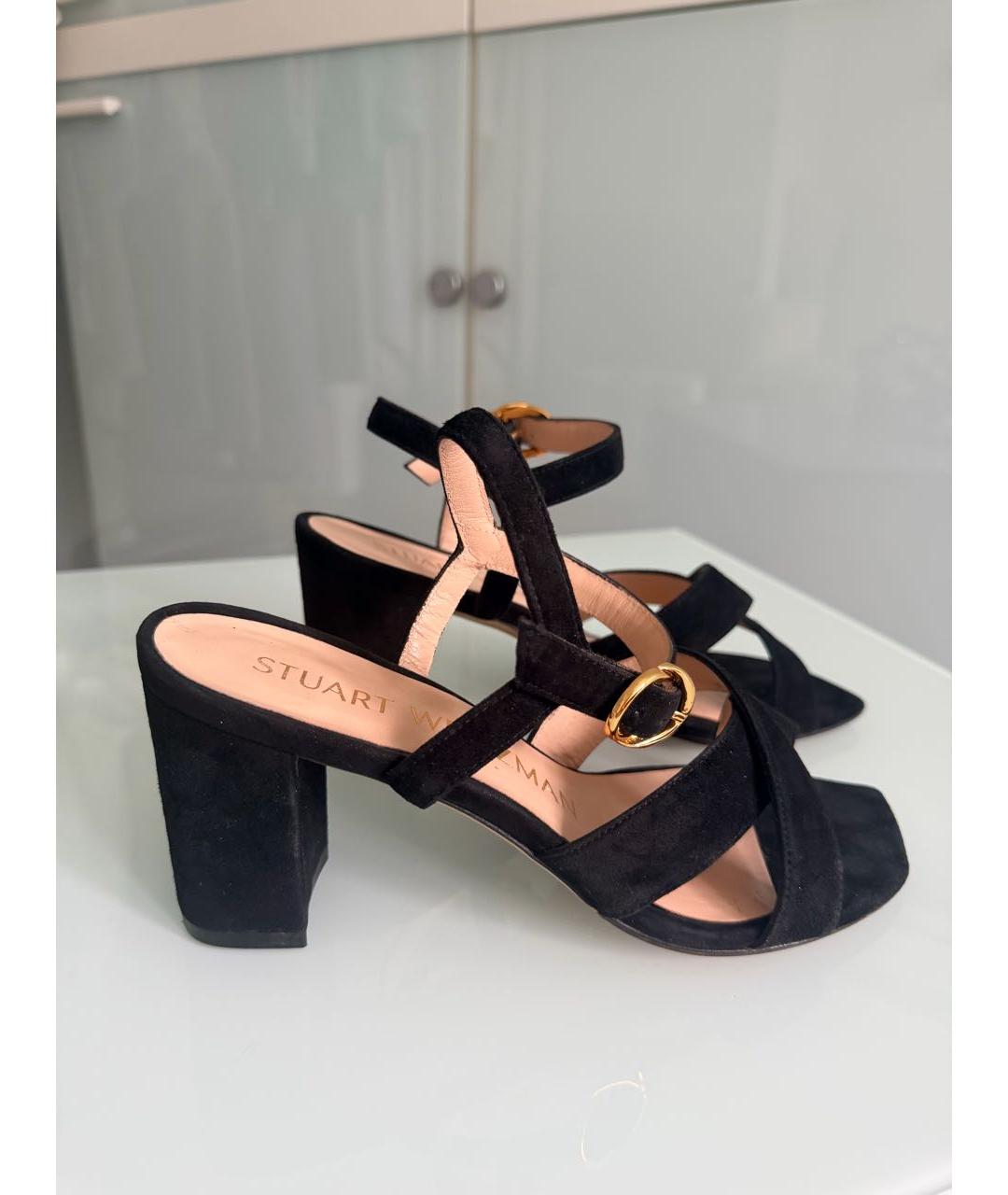 STUART WEITZMAN Черные замшевые босоножки, фото 5