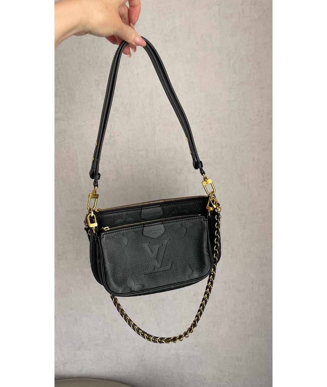 LOUIS VUITTON Черная кожаная сумка через плечо, фото 2