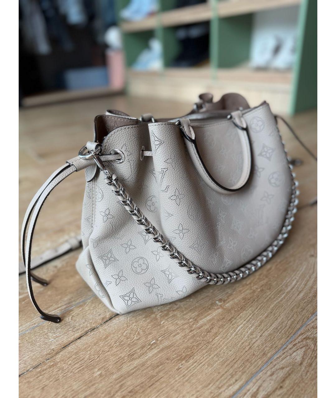 LOUIS VUITTON Бежевая кожаная сумка с короткими ручками, фото 2