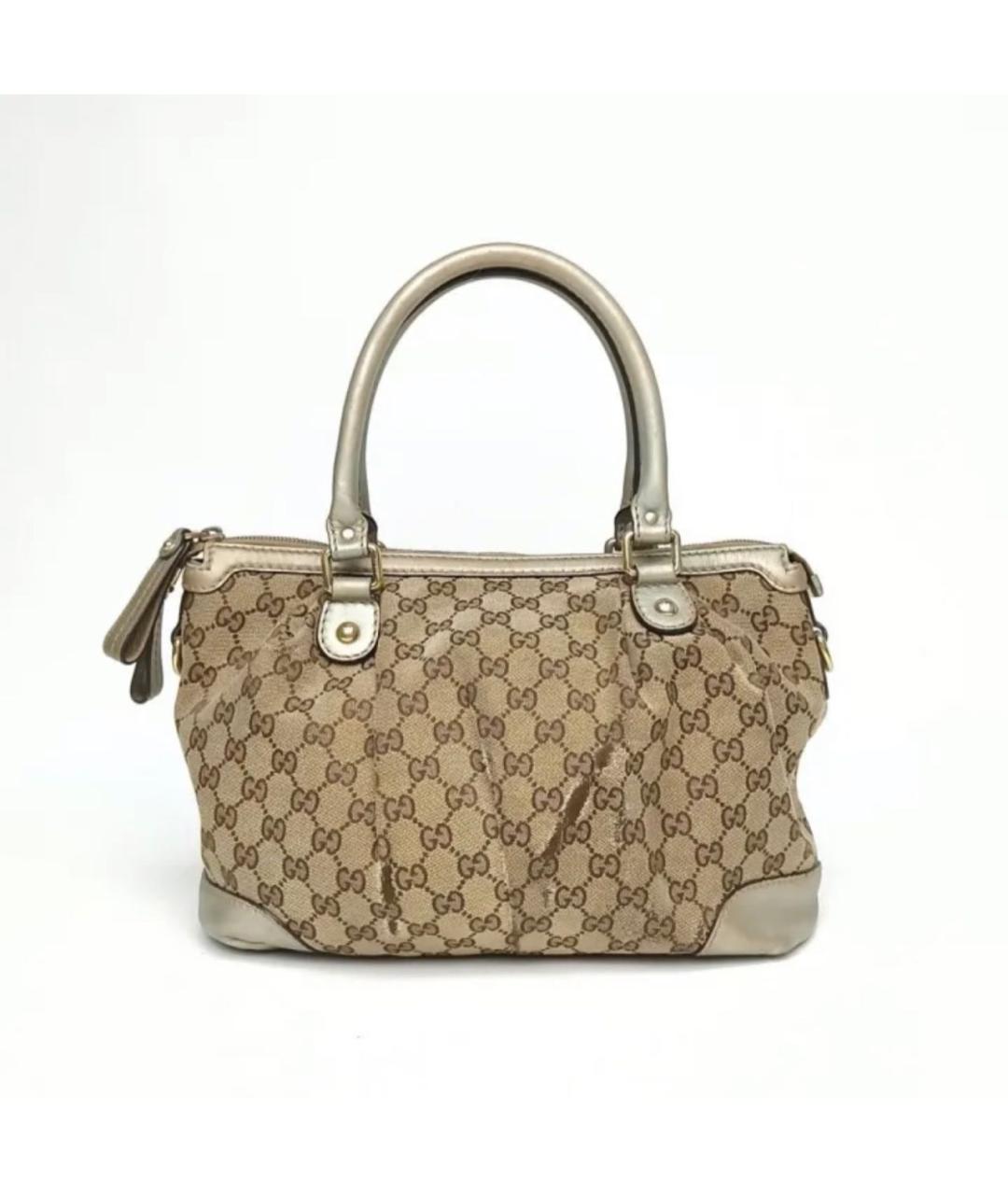 GUCCI Бежевая тканевая сумка тоут, фото 2