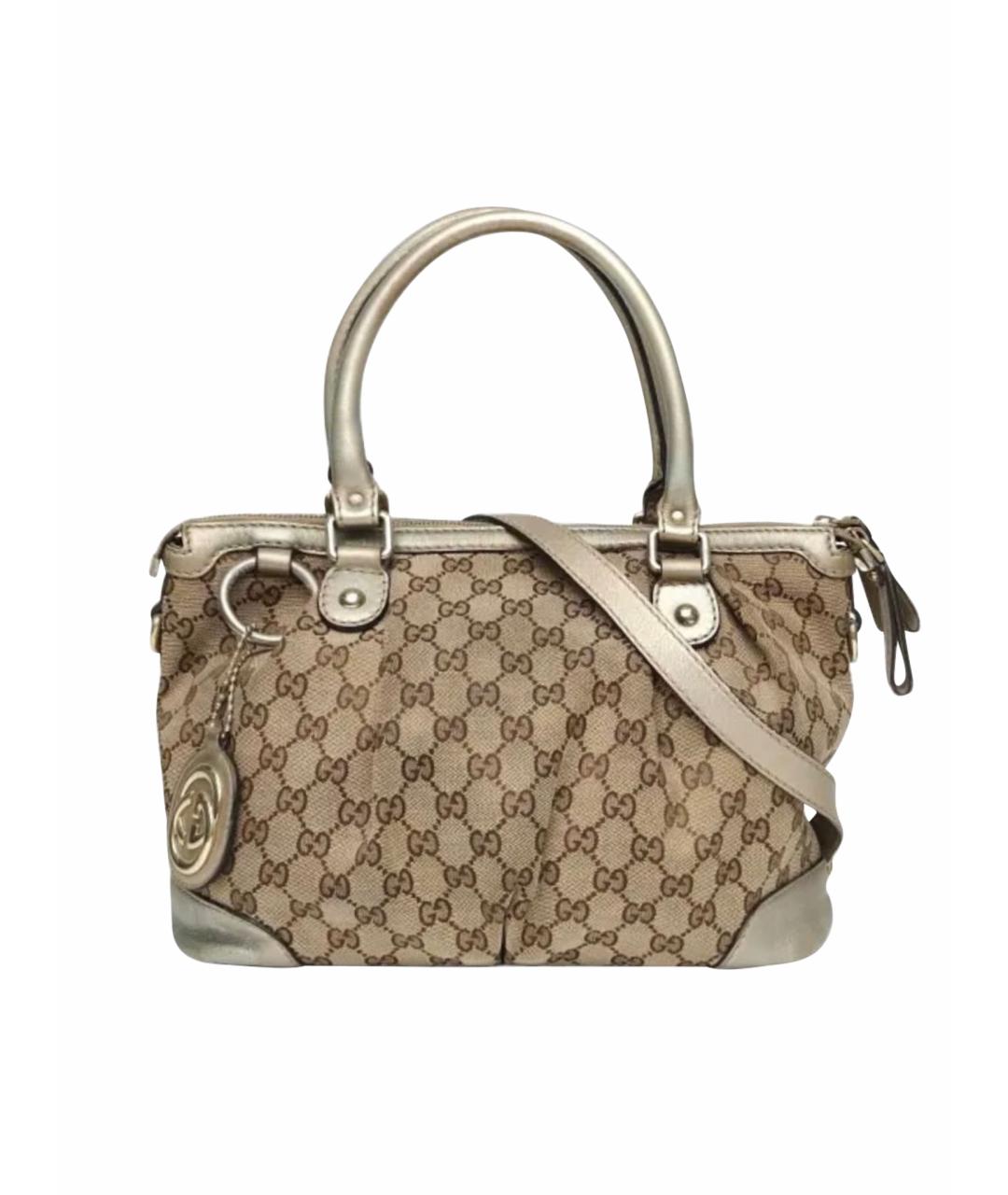 GUCCI Бежевая тканевая сумка тоут, фото 1