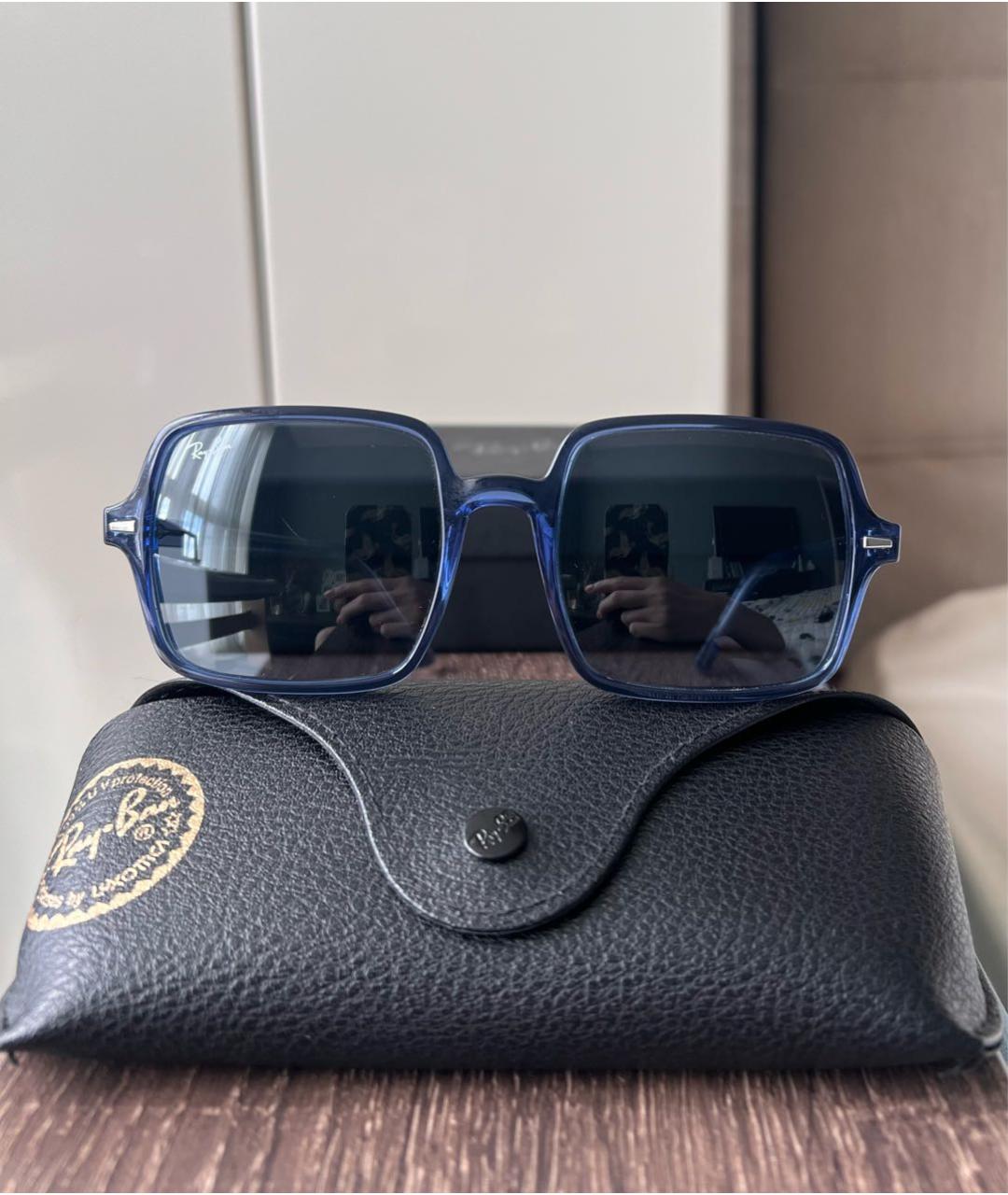 RAY BAN Бирюзовые пластиковые солнцезащитные очки, фото 5