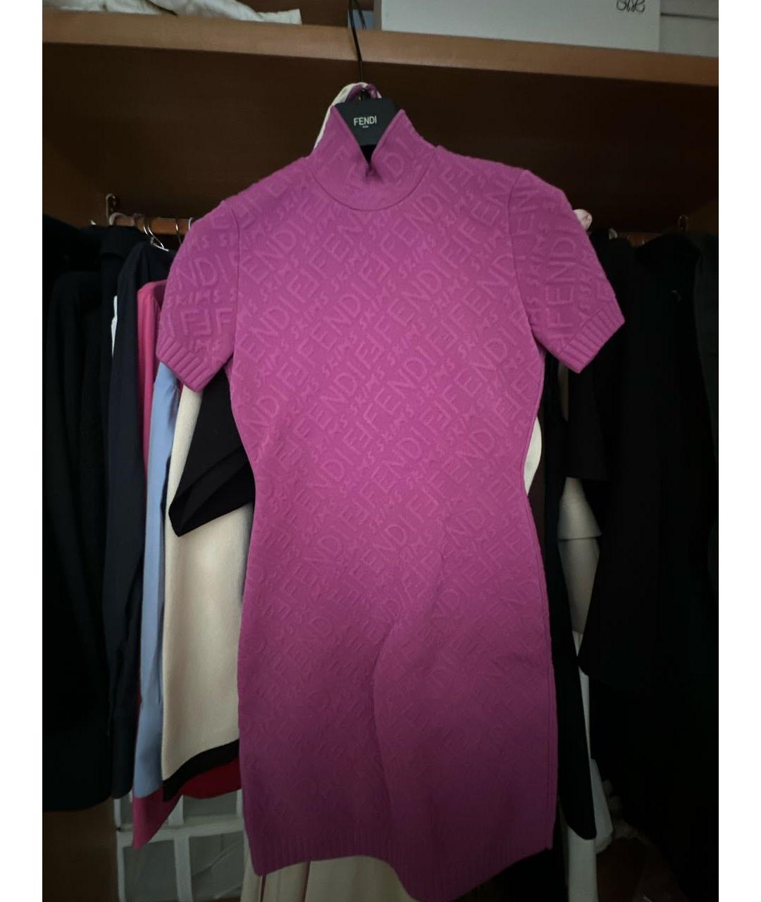 FENDI Фуксия вискозное повседневное платье, фото 4