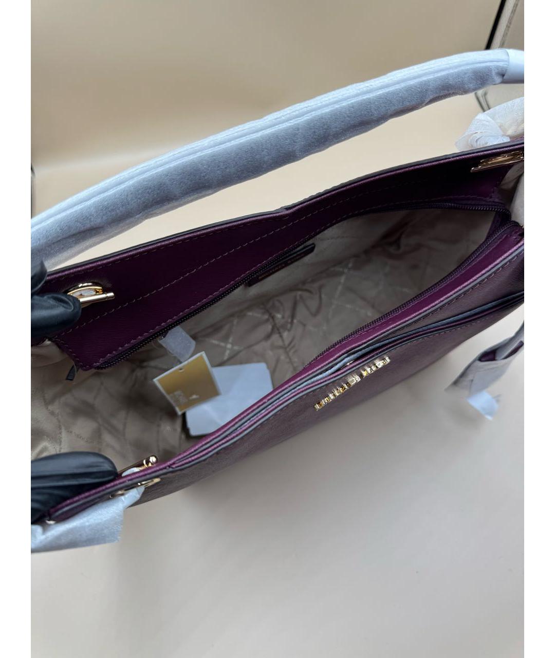 MICHAEL KORS Бордовая кожаная сумка тоут, фото 6
