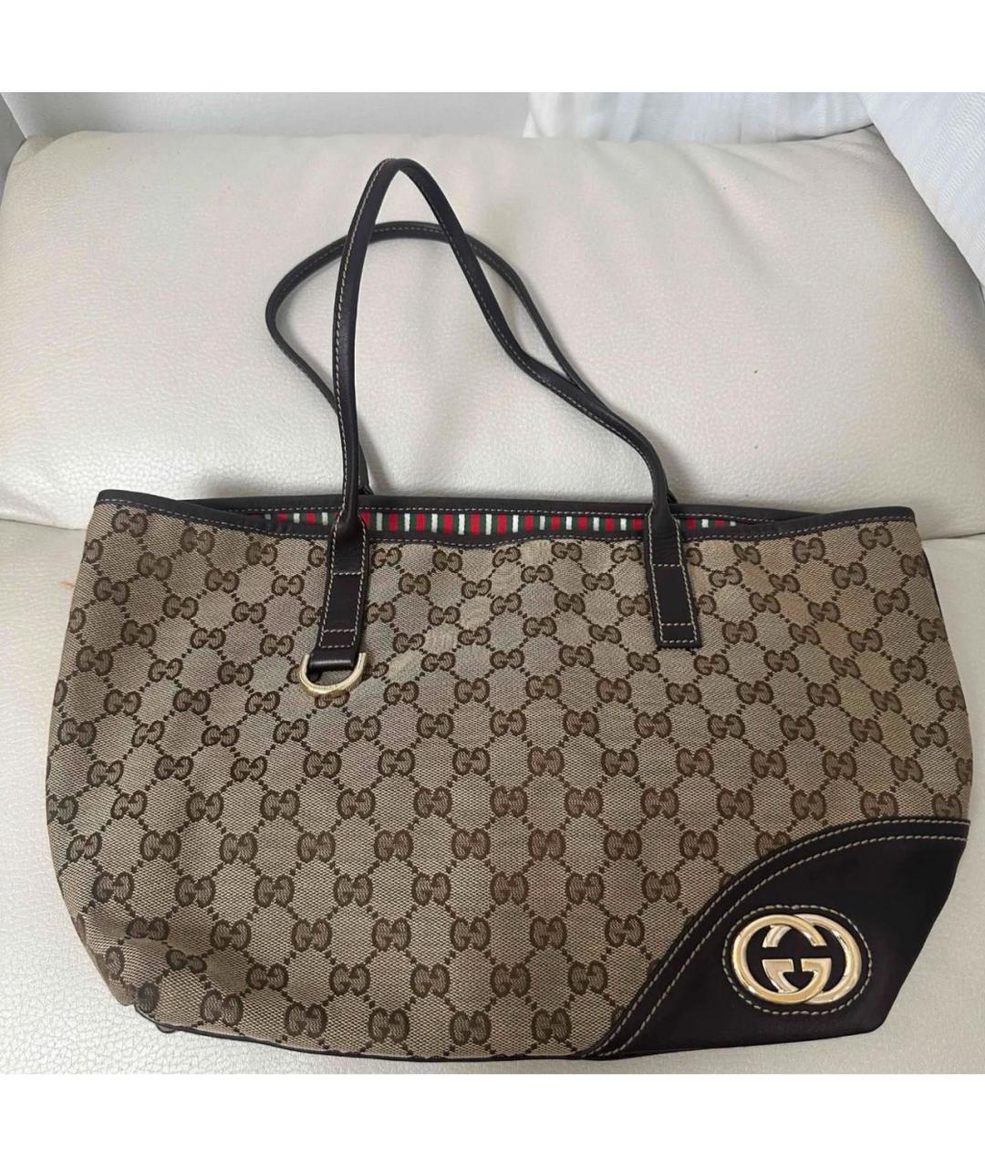 GUCCI Бежевая тканевая сумка тоут, фото 9