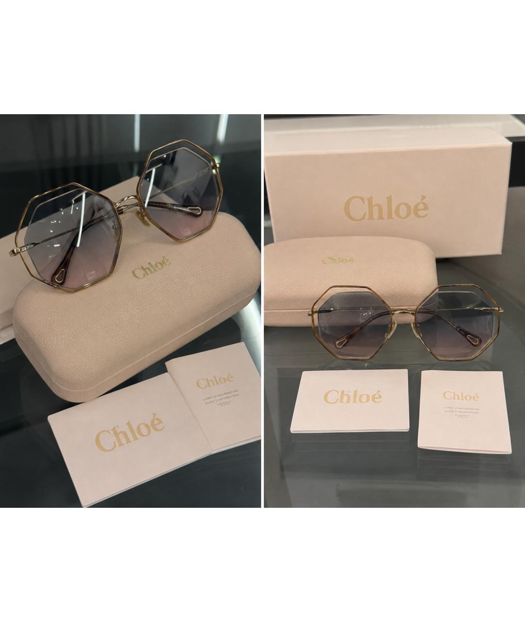 CHLOE Коричневые пластиковые солнцезащитные очки, фото 3