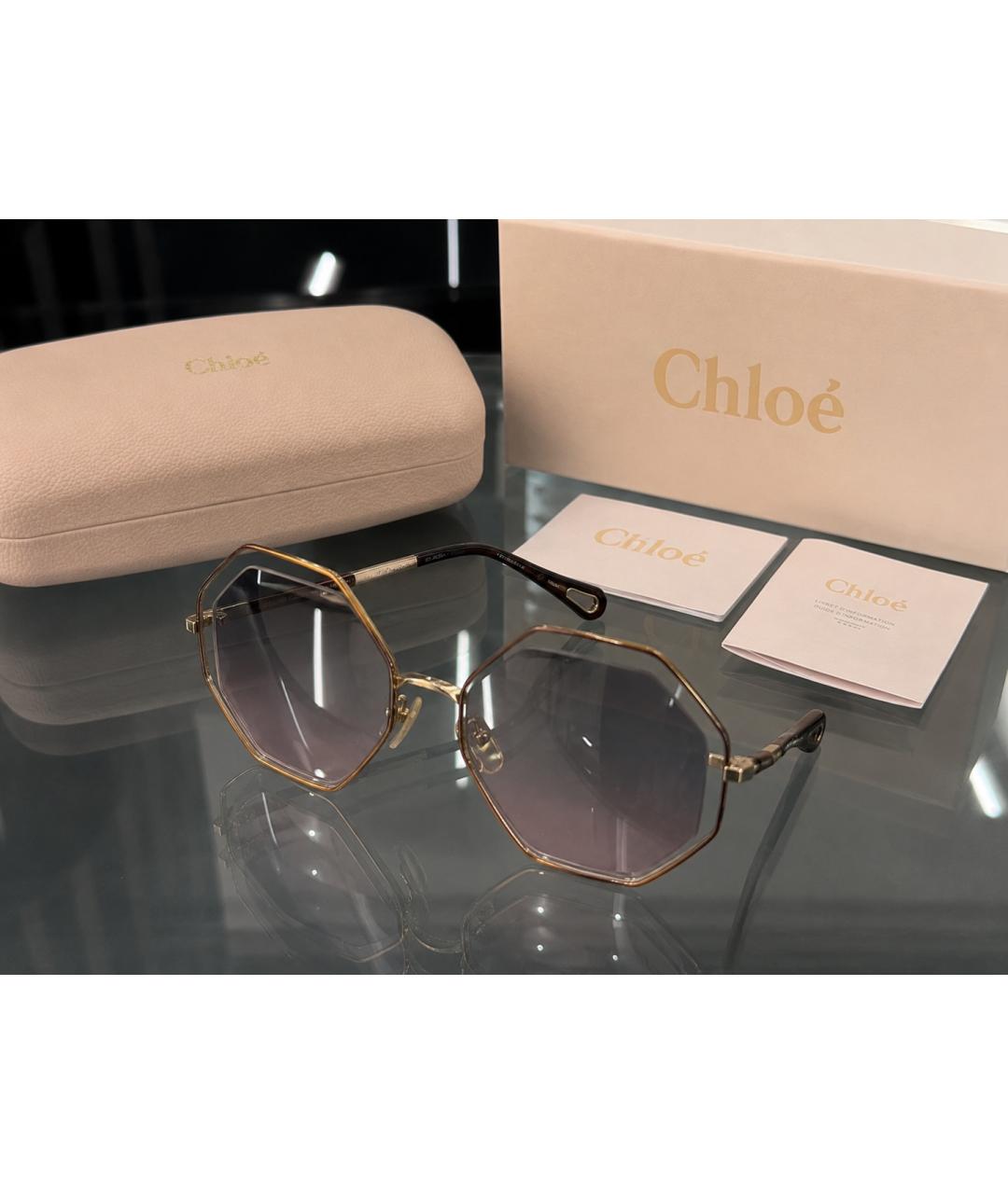CHLOE Коричневые пластиковые солнцезащитные очки, фото 2